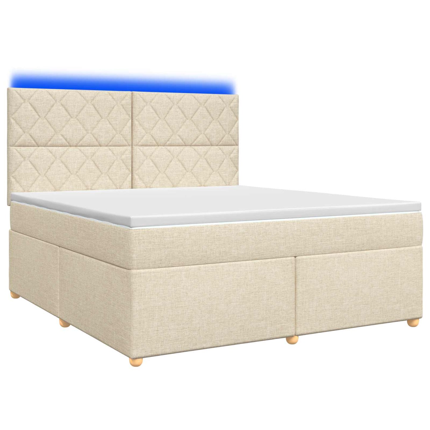 vidaXL Κρεβάτι box spring με στρώμα Κρεμ 160 x 200 cm Ύφασμα