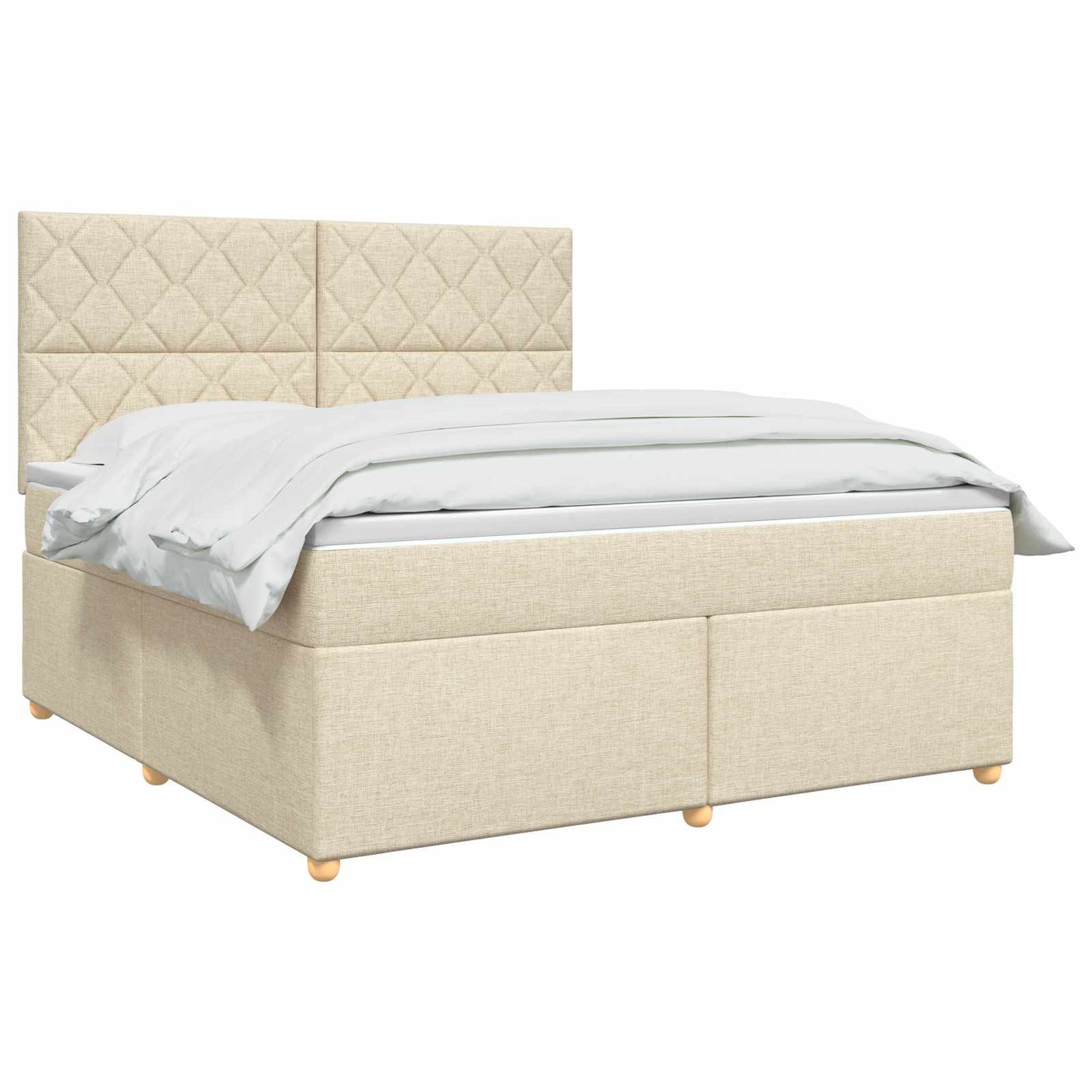 vidaXL Κρεβάτι box spring με στρώμα Κρεμ 160 x 200 cm Ύφασμα