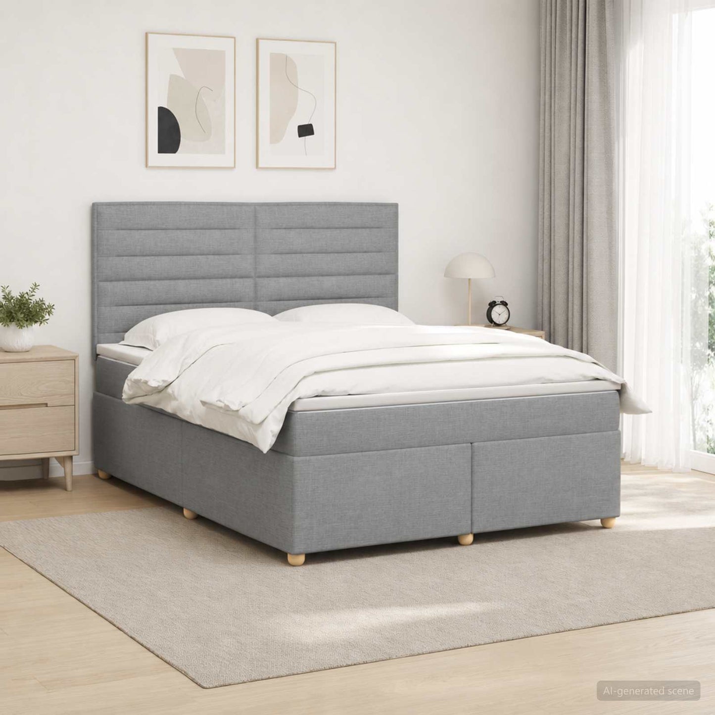 vidaXL Κρεβάτι box spring με στρώμα Ανοιχτό γκρι 180 x 200 cm Ύφασμα