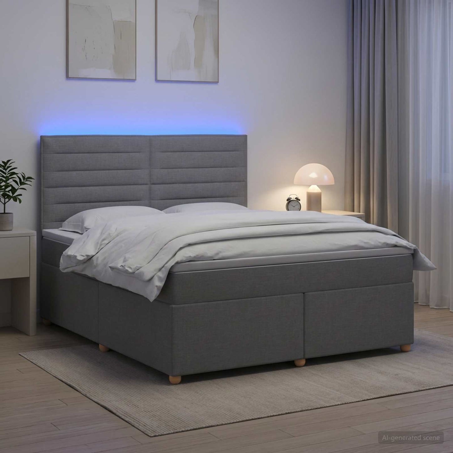 vidaXL Κρεβάτι box spring με στρώμα Ανοιχτό γκρι 180 x 200 cm Ύφασμα