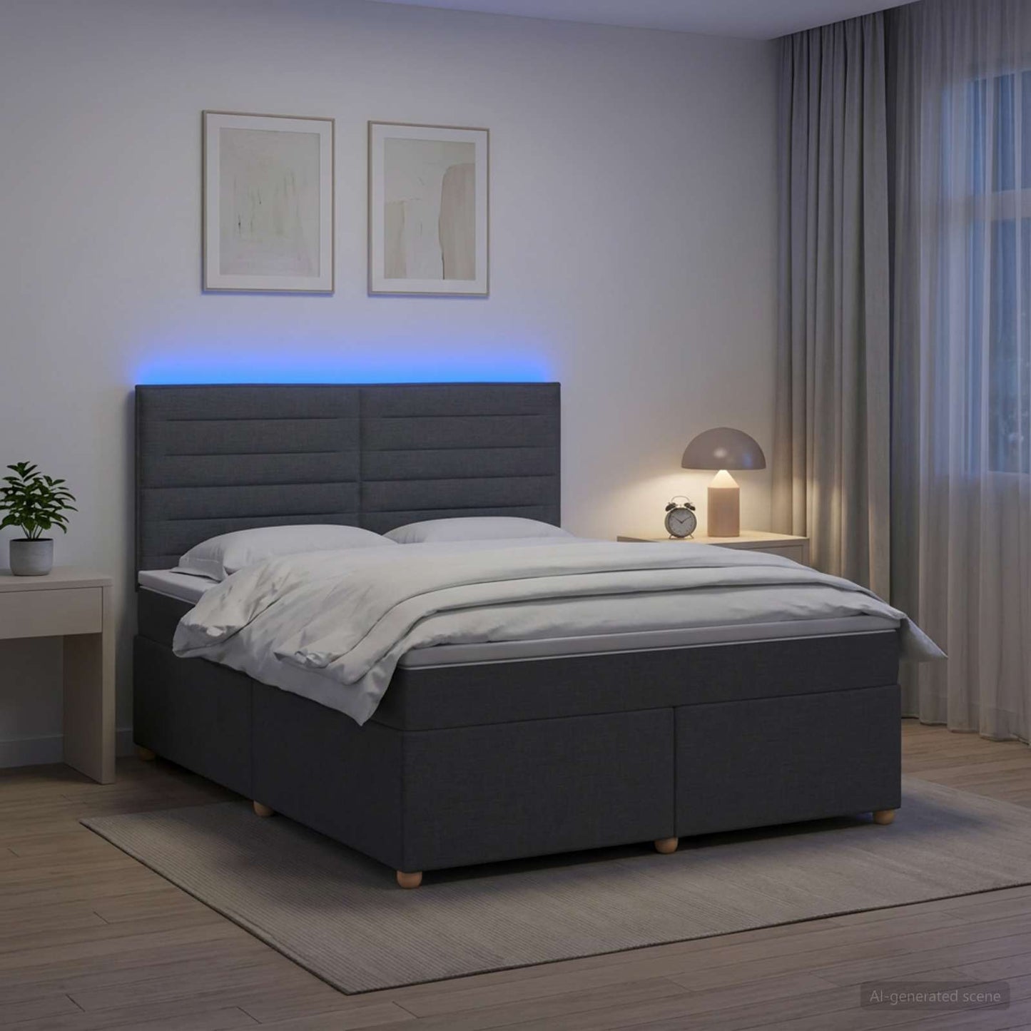 vidaXL Κρεβάτι box spring με στρώμα Σκούρο Γκρι 140 x 200 cm Ύφασμα