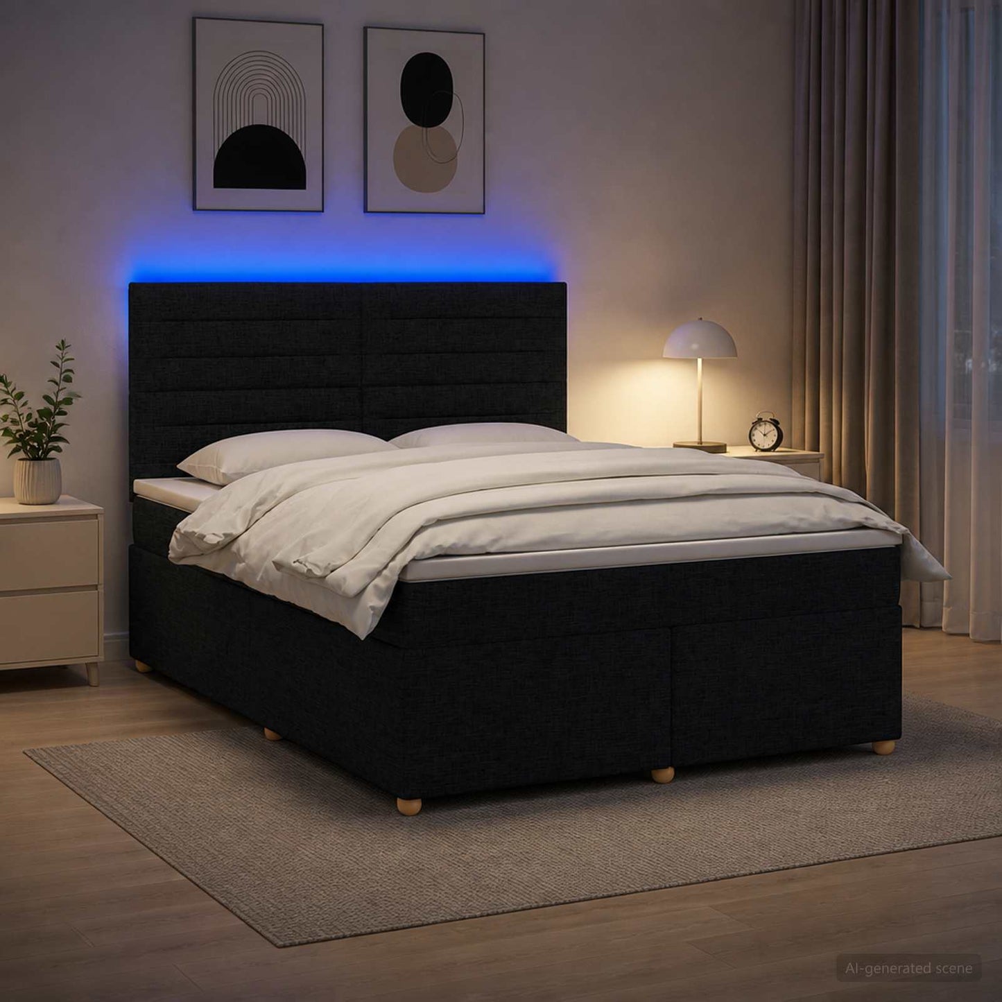 vidaXL Κρεβάτι box spring με στρώμα Μαύρο 180 x 200 cm Ύφασμα