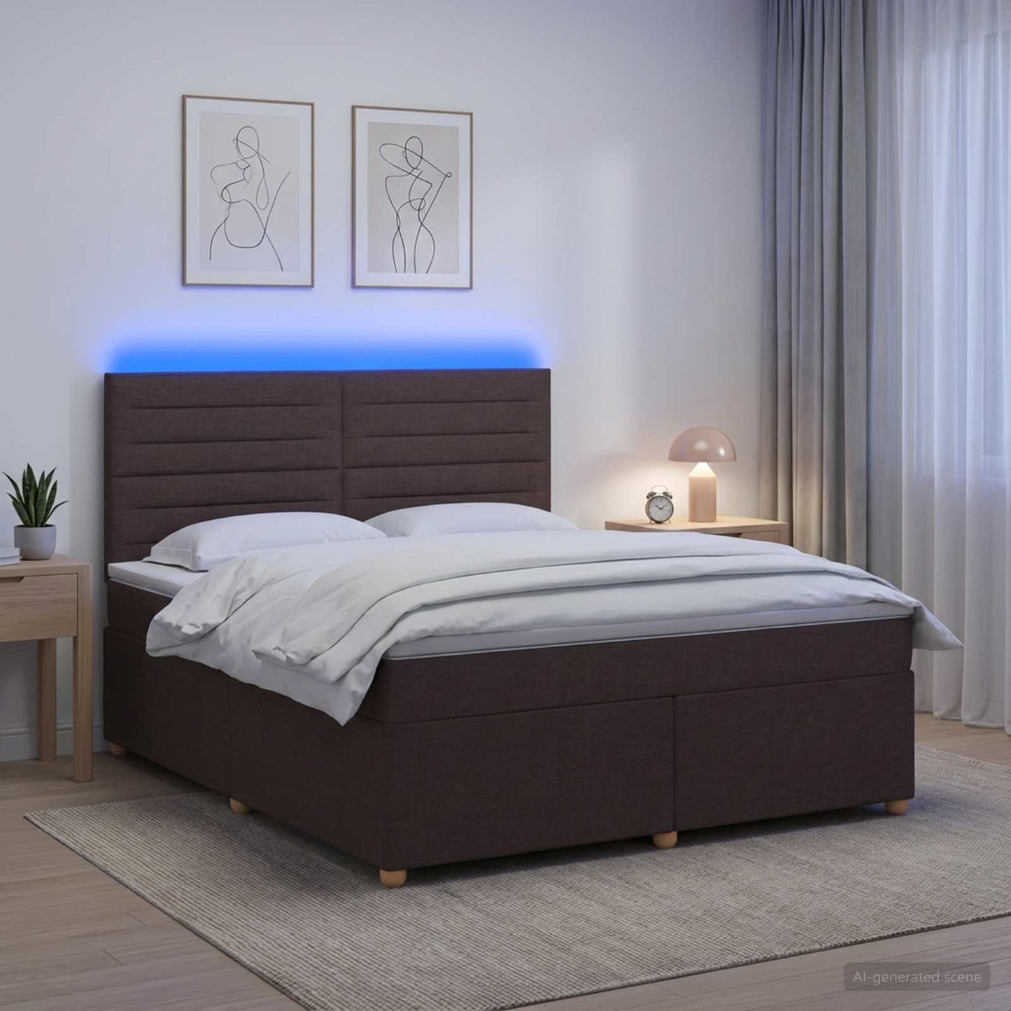 vidaXL Κρεβάτι box spring με στρώμα Σκούρο Καφέ 180 x 200 cm Ύφασμα