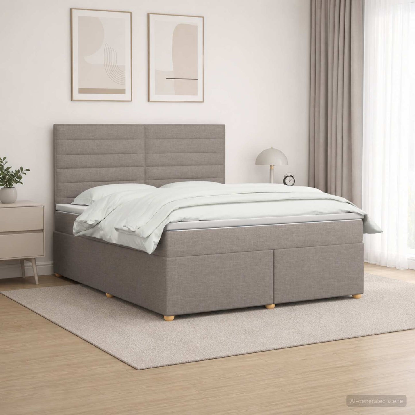 vidaXL Κρεβάτι box spring με στρώμα Taupe 160 x 200 cm Ύφασμα