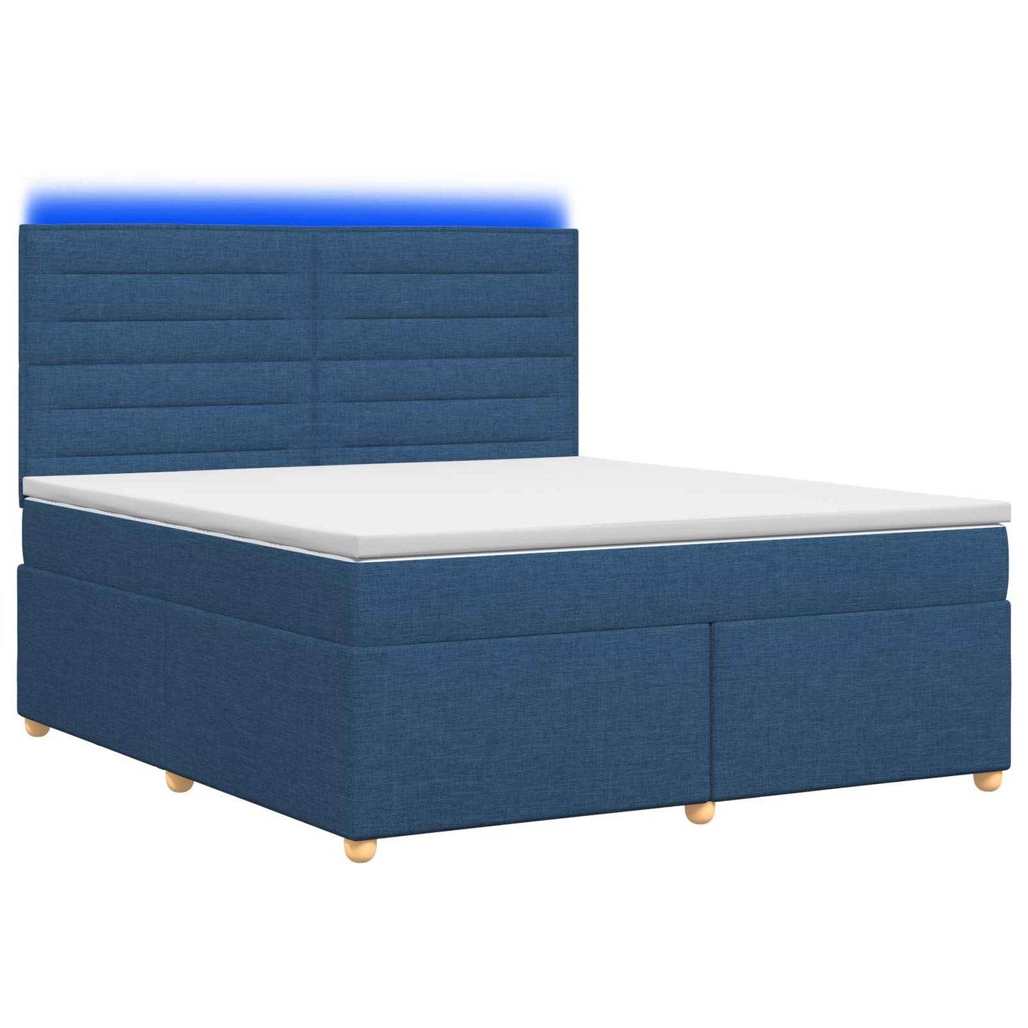 vidaXL Κρεβάτι box spring με στρώμα Μπλε 180 x 200 cm Ύφασμα
