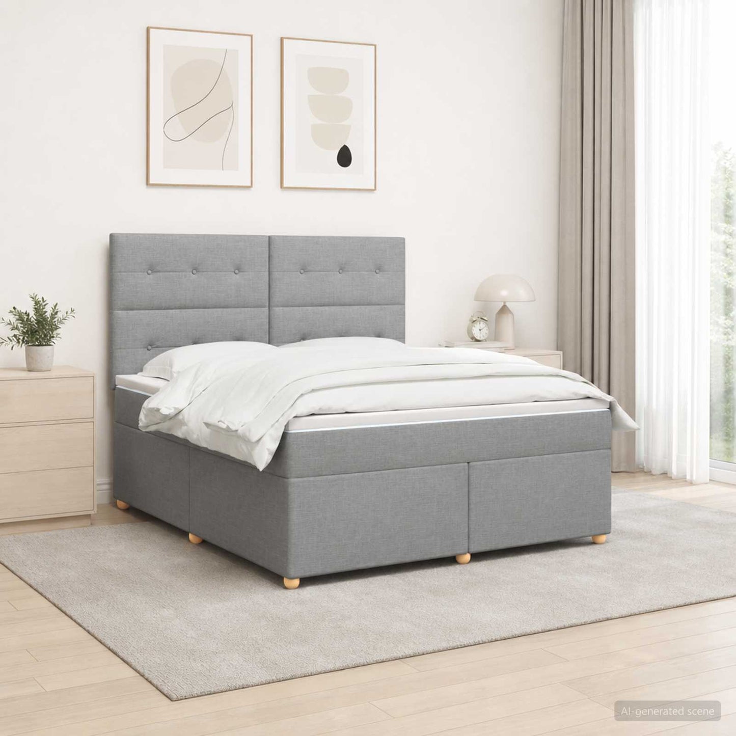 vidaXL Κρεβάτι box spring με στρώμα Ανοιχτό γκρι 140 x 200 cm Ύφασμα