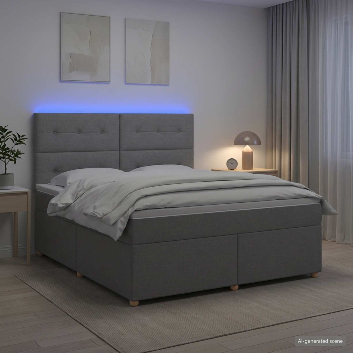 vidaXL Κρεβάτι box spring με στρώμα Ανοιχτό γκρι 140 x 200 cm Ύφασμα