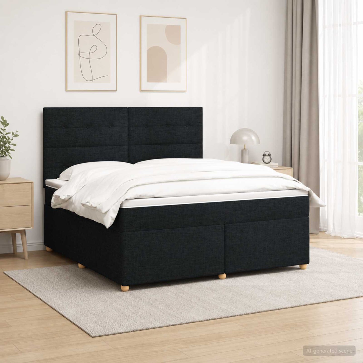 vidaXL Κρεβάτι box spring με στρώμα Μαύρο 160 x 200 cm Ύφασμα