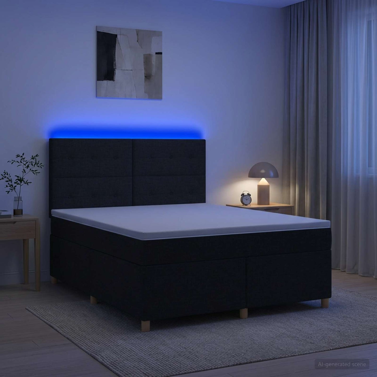 vidaXL Κρεβάτι box spring με στρώμα Μαύρο 180 x 200 cm Ύφασμα