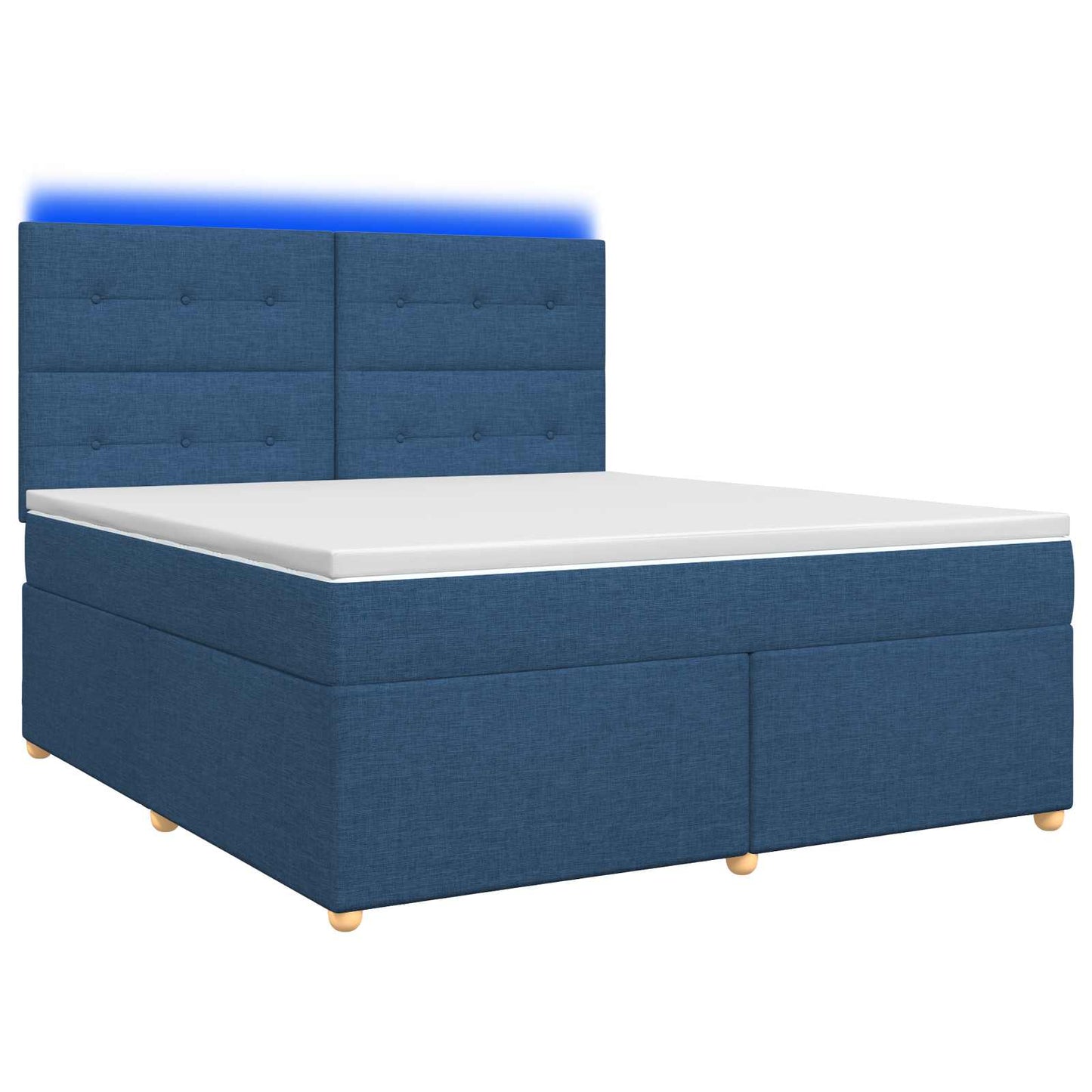 vidaXL Κρεβάτι box spring με στρώμα Μπλε 180 x 200 cm Ύφασμα