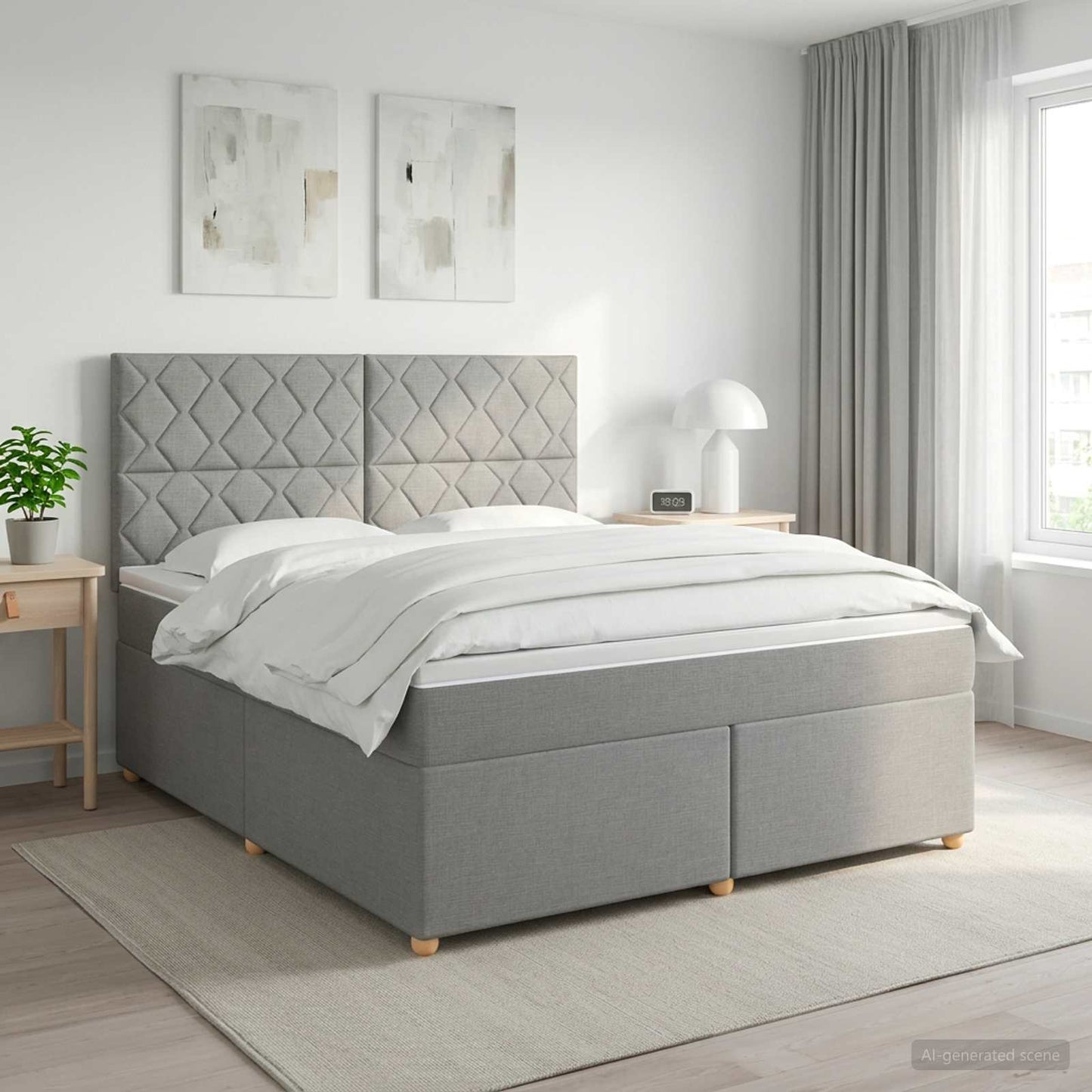 vidaXL Κρεβάτι box spring με στρώμα Ανοιχτό γκρι 160 x 200 cm Ύφασμα