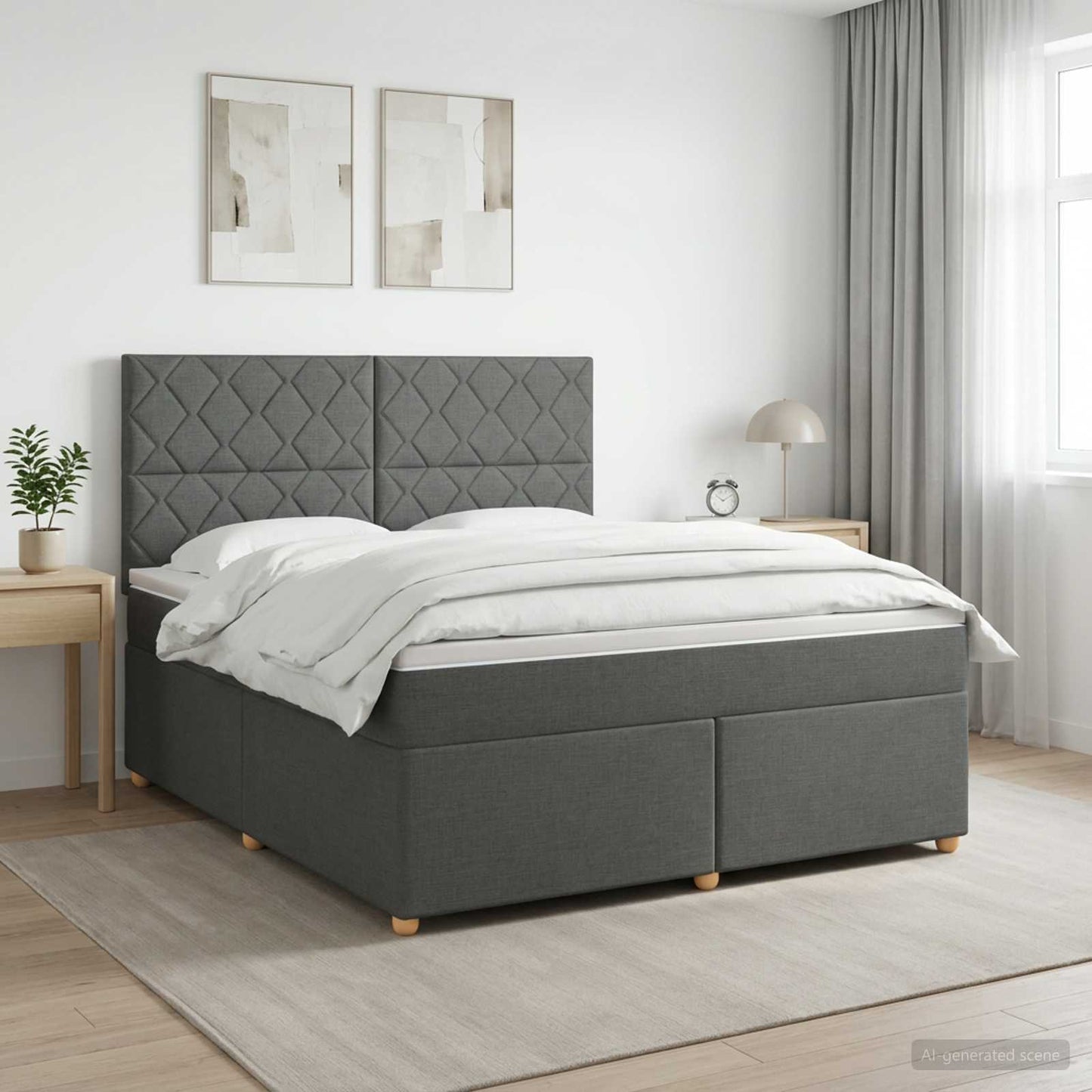 vidaXL Κρεβάτι box spring με στρώμα Σκούρο Γκρι 140 x 200 cm Ύφασμα