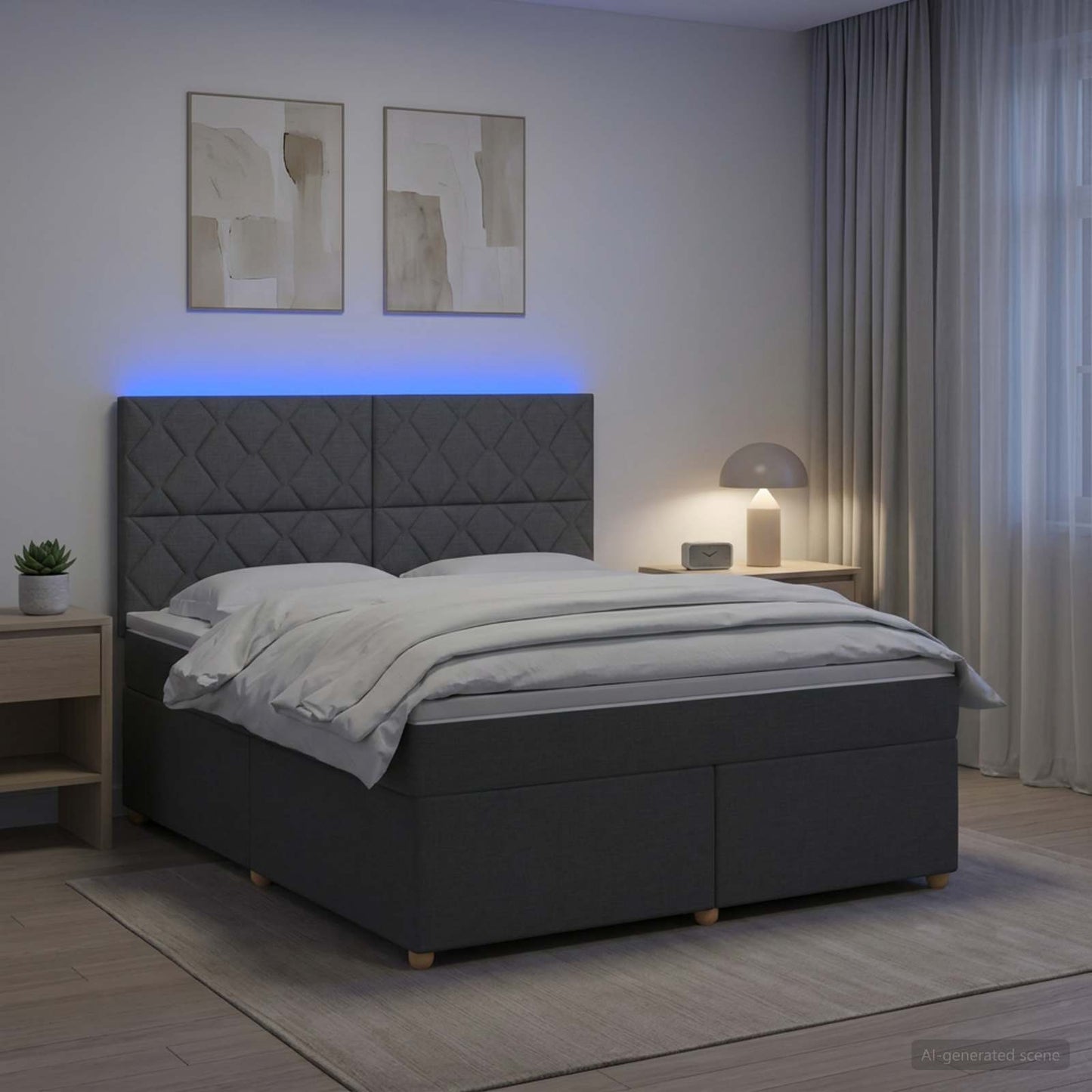 vidaXL Κρεβάτι box spring με στρώμα Σκούρο Γκρι 140 x 200 cm Ύφασμα