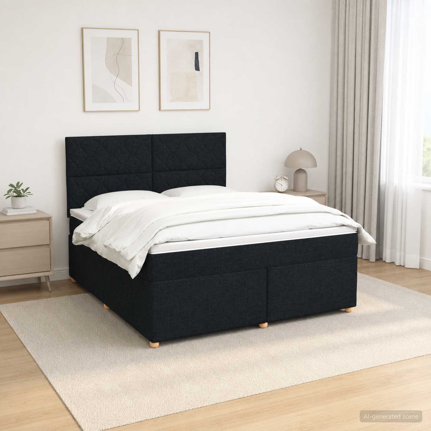 vidaXL Κρεβάτι box spring με στρώμα Μαύρο 180 x 200 cm Ύφασμα