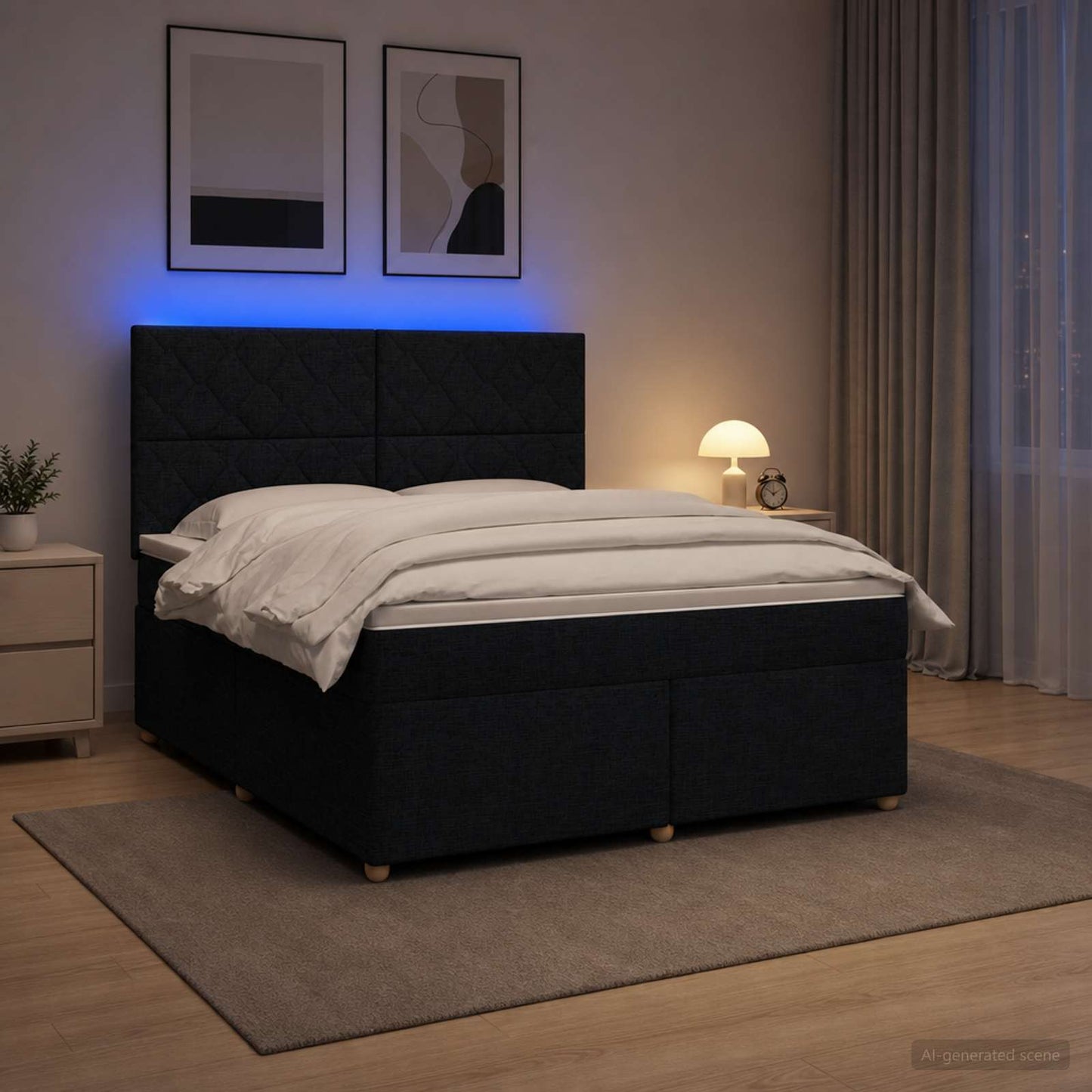 vidaXL Κρεβάτι box spring με στρώμα Μαύρο 180 x 200 cm Ύφασμα