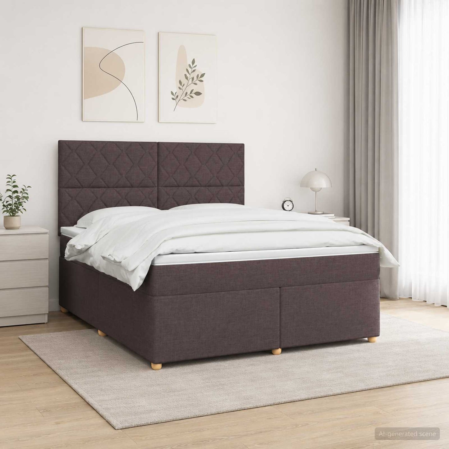 vidaXL Κρεβάτι box spring με στρώμα Σκούρο Καφέ 140 x 190 cm Ύφασμα