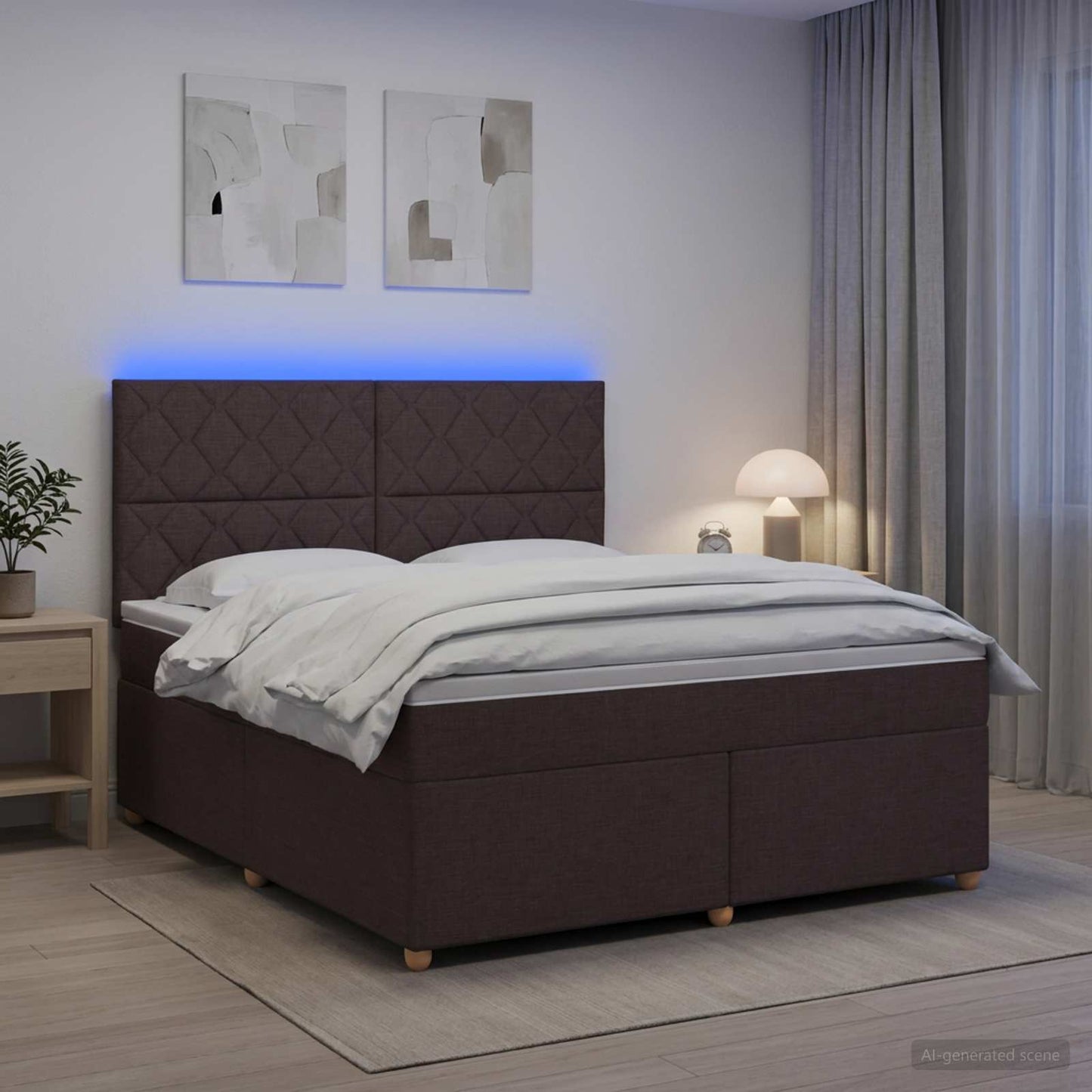vidaXL Κρεβάτι box spring με στρώμα Σκούρο Καφέ 180 x 200 cm Ύφασμα