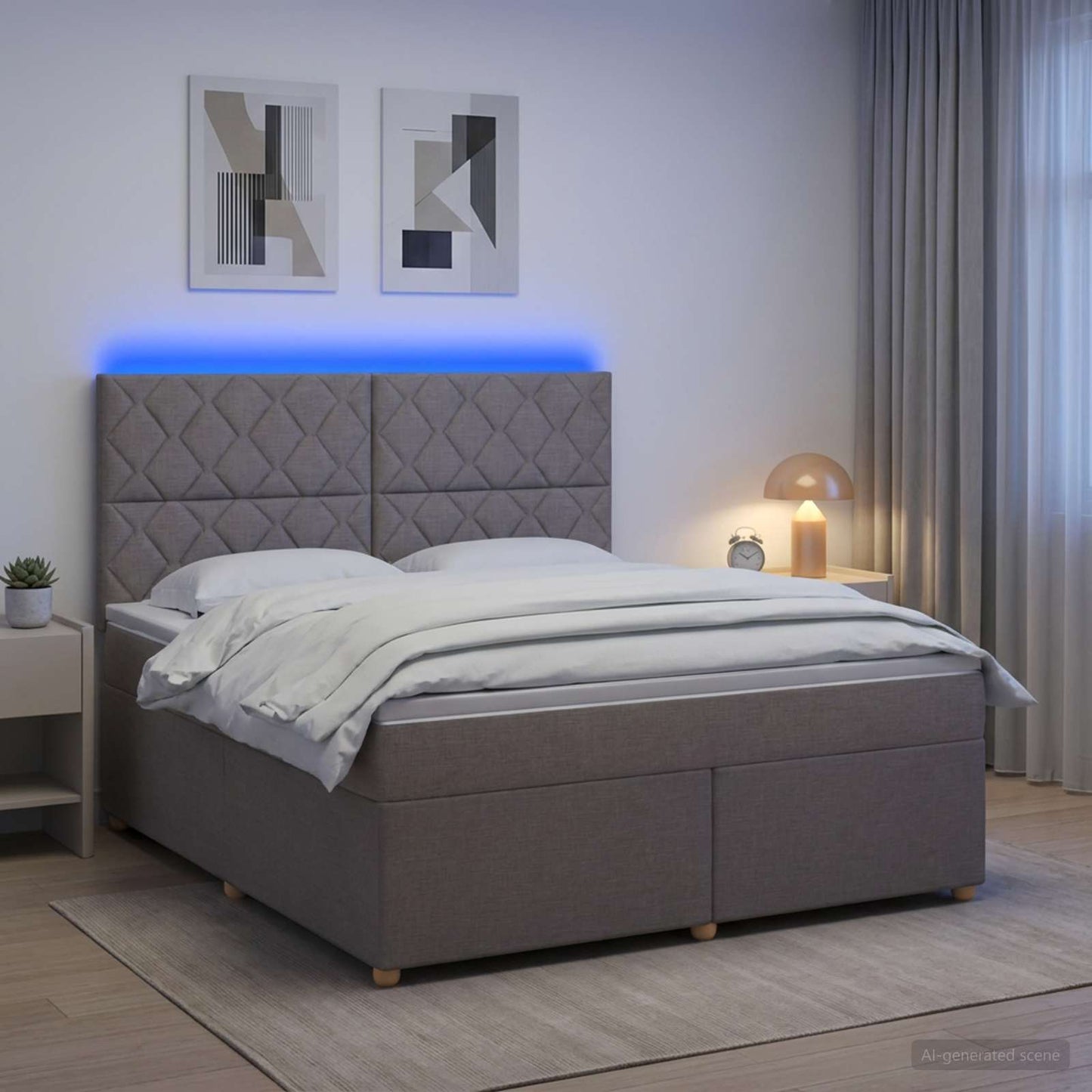 vidaXL Κρεβάτι box spring με στρώμα Taupe 180 x 200 cm Ύφασμα