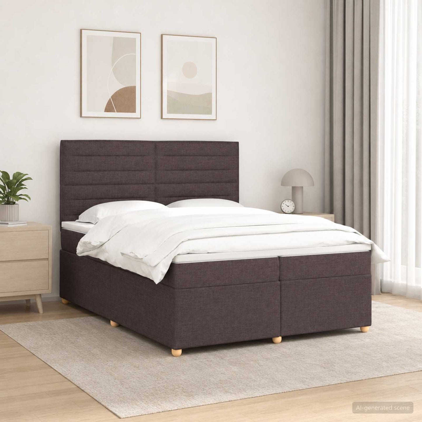 vidaXL Κρεβάτι box spring με στρώμα Σκούρο Καφέ 200 x 200 cm Ύφασμα