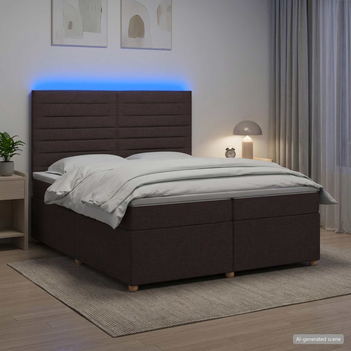 vidaXL Κρεβάτι box spring με στρώμα Σκούρο Καφέ 200 x 200 cm Ύφασμα