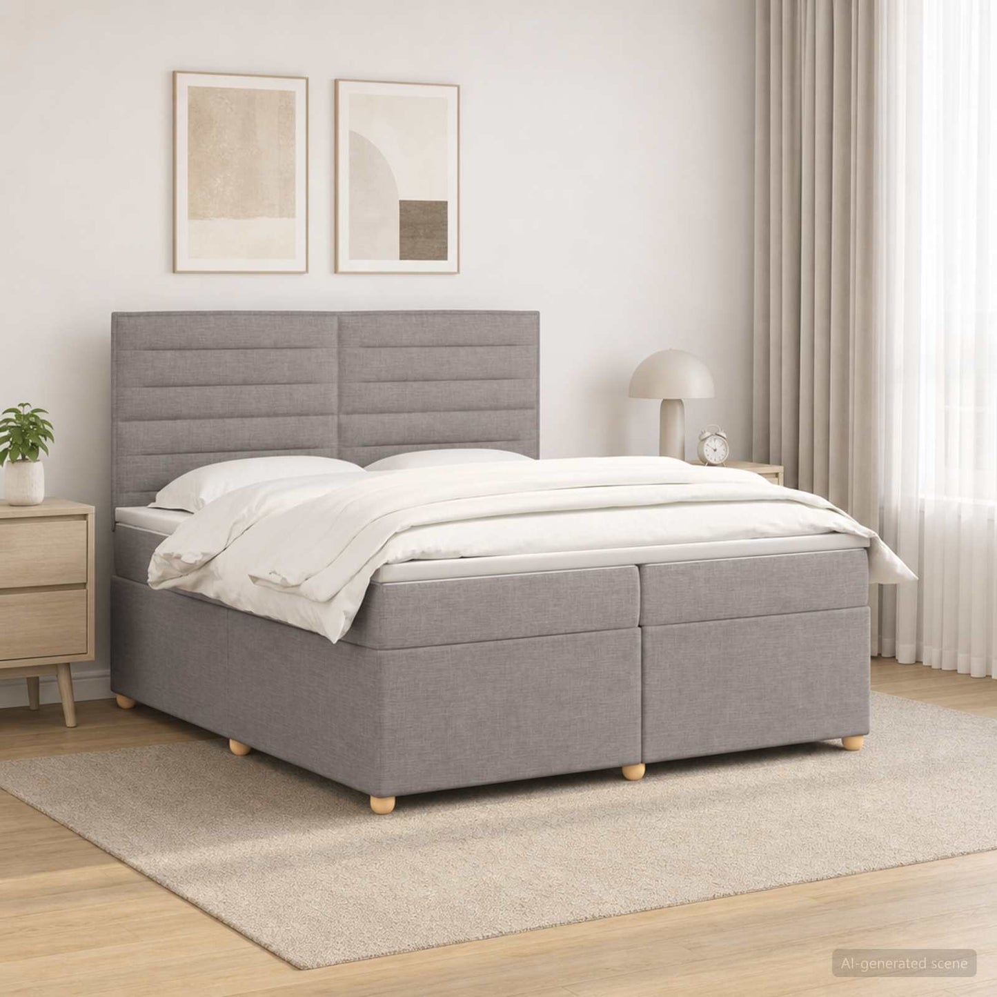 vidaXL Κρεβάτι box spring με στρώμα Taupe 200 x 200 cm Ύφασμα