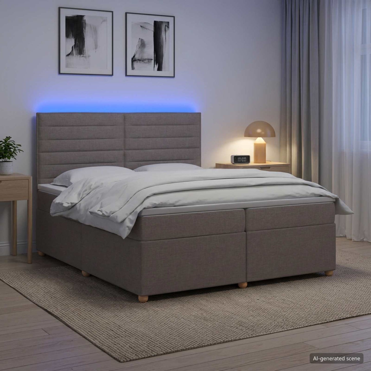 vidaXL Κρεβάτι box spring με στρώμα Taupe 200 x 200 cm Ύφασμα