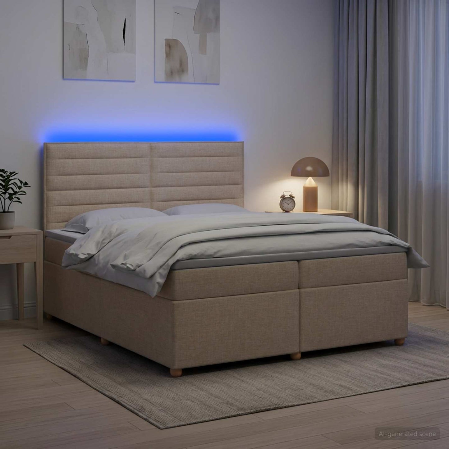 vidaXL Κρεβάτι box spring με στρώμα Κρεμ 200 x 200 cm Ύφασμα