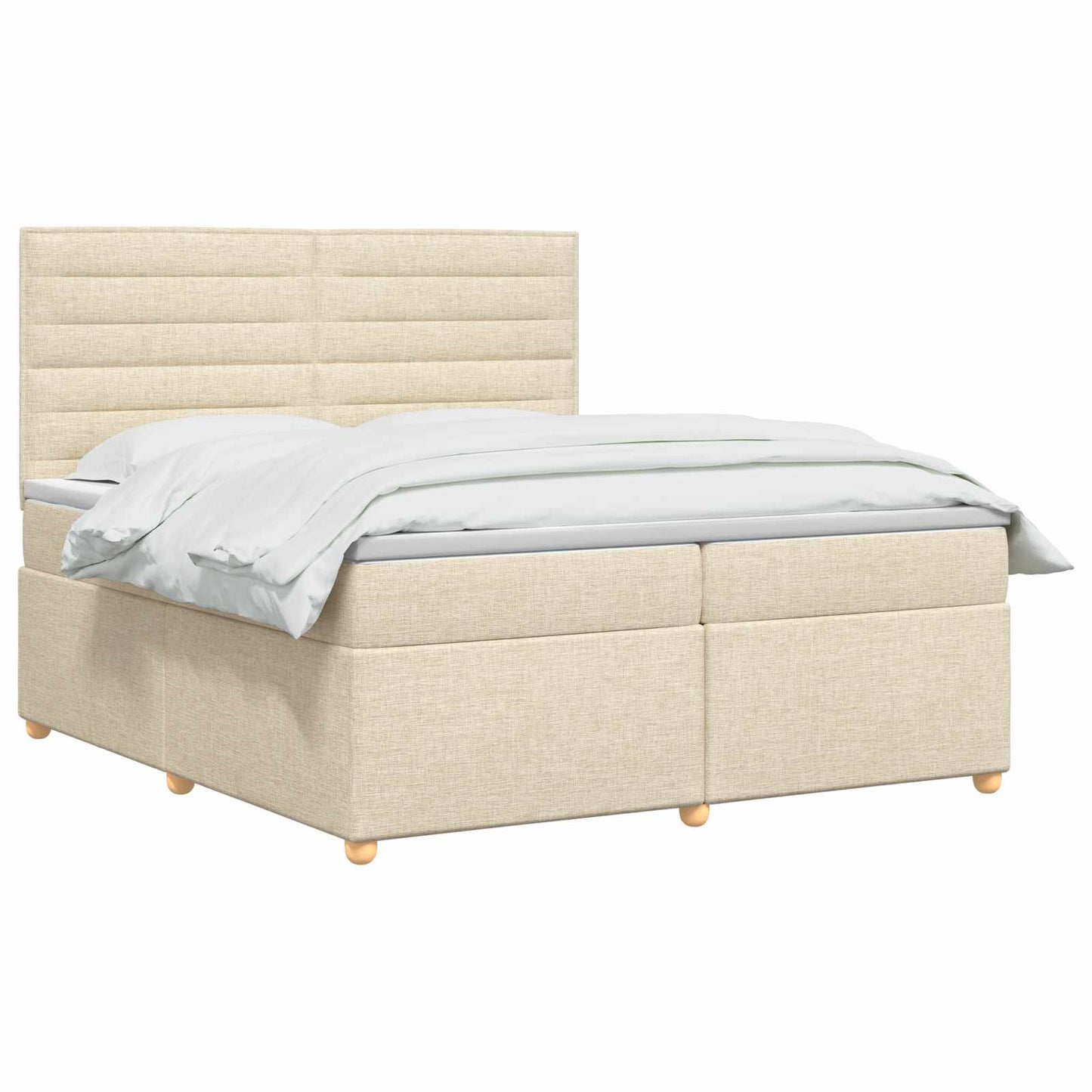 vidaXL Κρεβάτι box spring με στρώμα Κρεμ 200 x 200 cm Ύφασμα