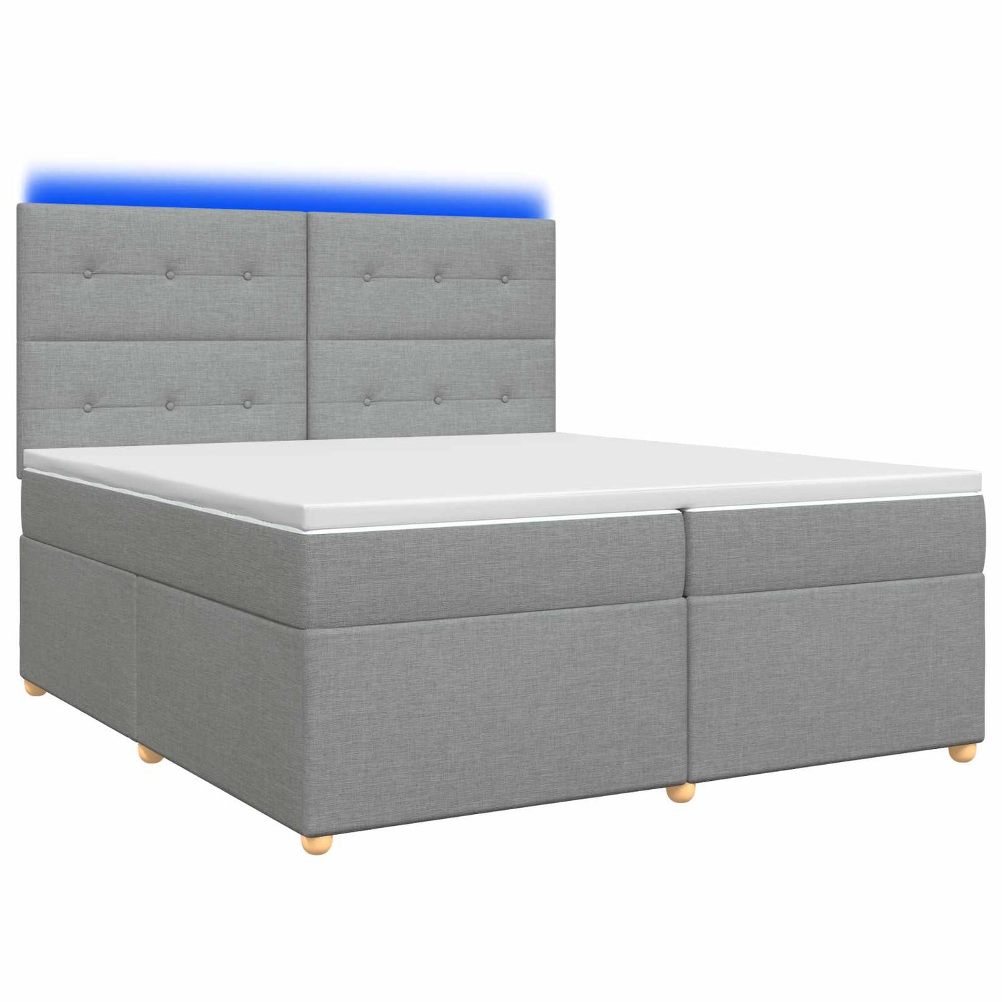vidaXL Κρεβάτι box spring με στρώμα Ανοιχτό γκρι 200 x 200 cm Ύφασμα