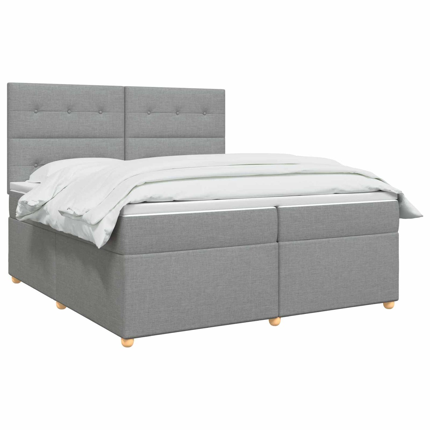 vidaXL Κρεβάτι box spring με στρώμα Ανοιχτό γκρι 200 x 200 cm Ύφασμα