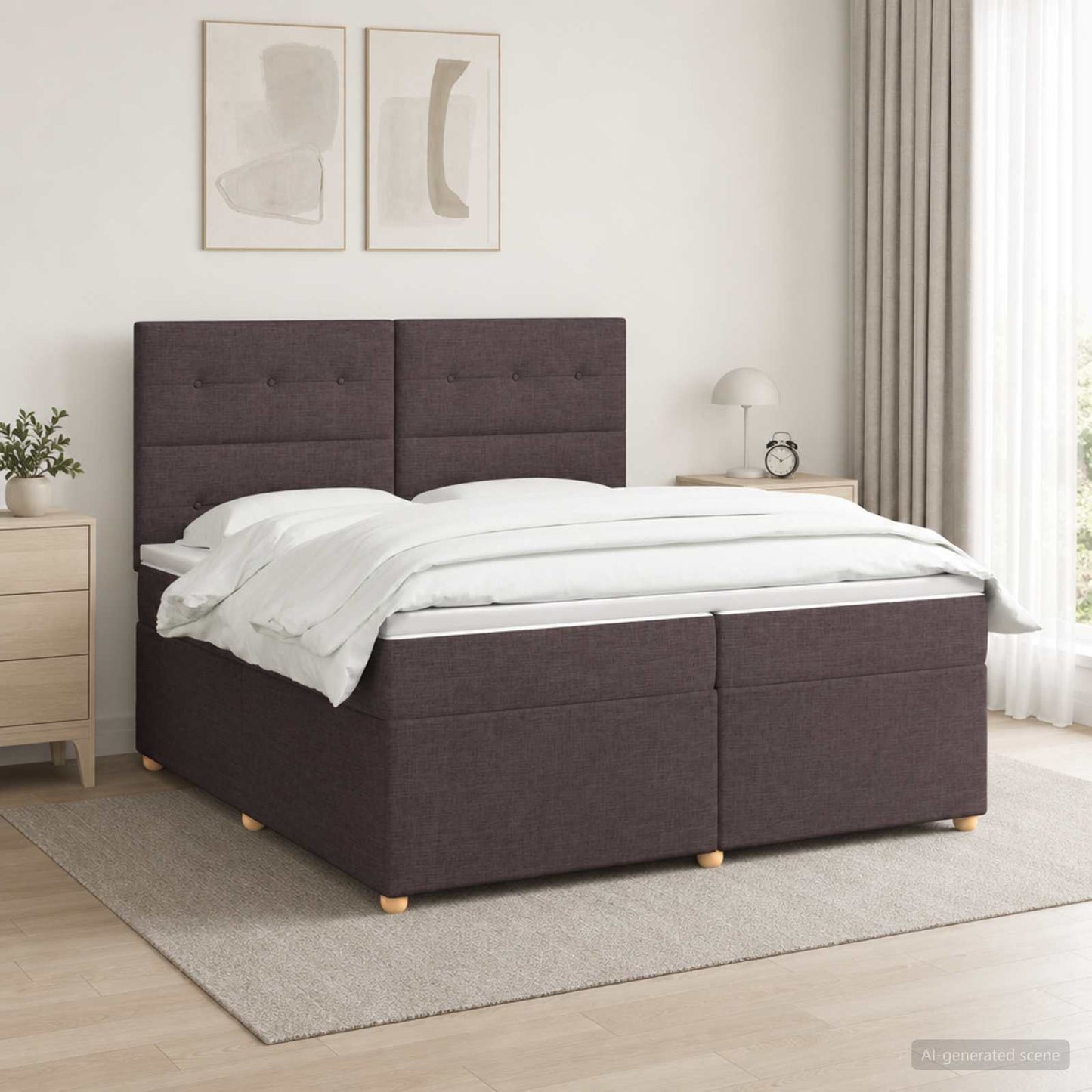 vidaXL Κρεβάτι box spring με στρώμα Σκούρο Καφέ 200 x 200 cm Ύφασμα
