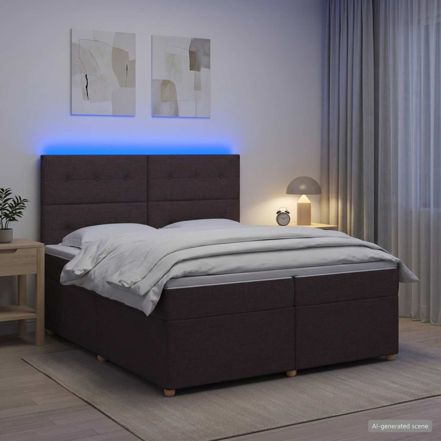 vidaXL Κρεβάτι box spring με στρώμα Σκούρο Καφέ 200 x 200 cm Ύφασμα