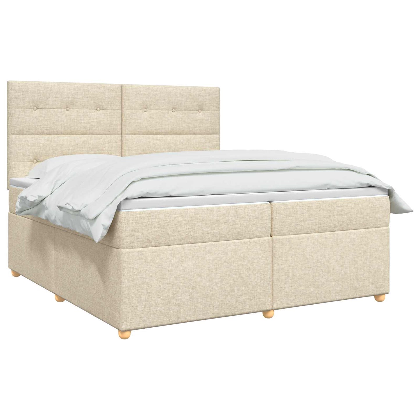 vidaXL Κρεβάτι box spring με στρώμα Κρεμ 200 x 200 cm Ύφασμα