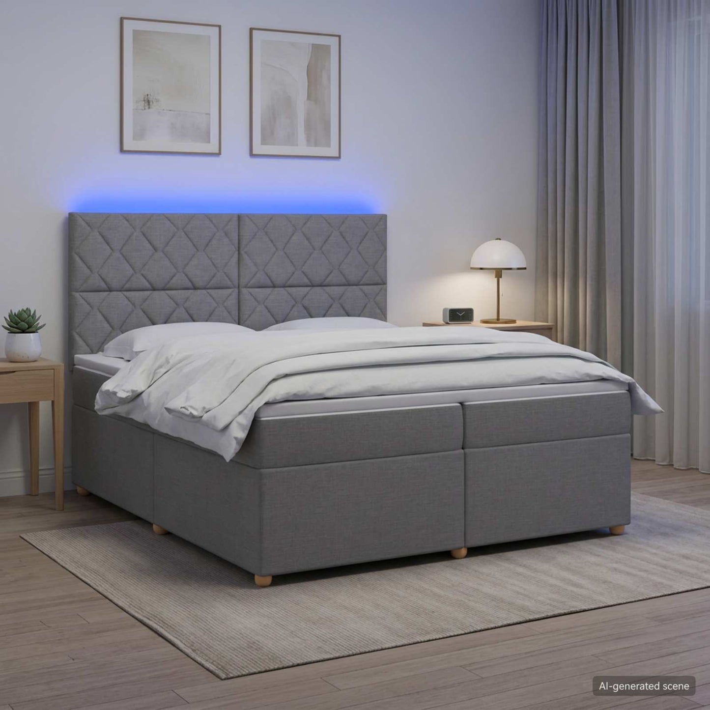 vidaXL Κρεβάτι box spring με στρώμα Ανοιχτό γκρι 200 x 200 cm Ύφασμα