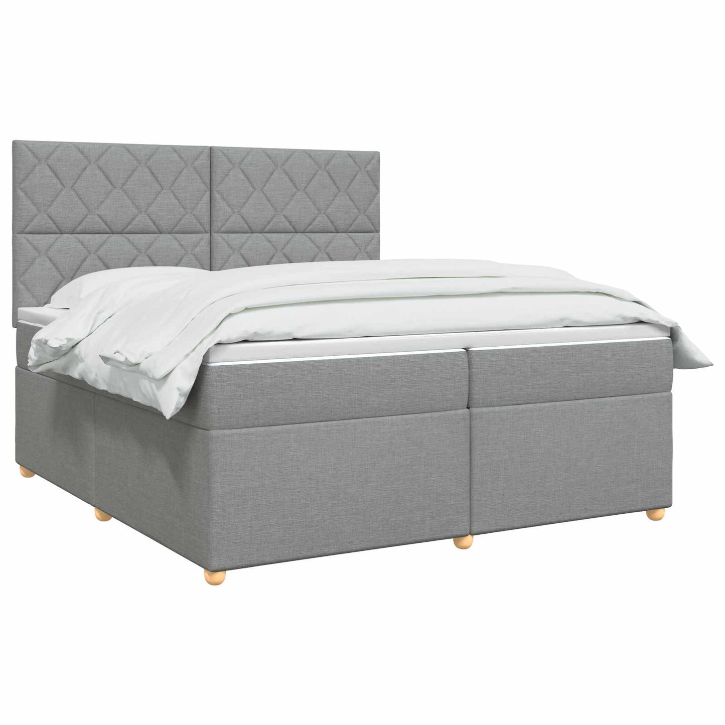 vidaXL Κρεβάτι box spring με στρώμα Ανοιχτό γκρι 200 x 200 cm Ύφασμα