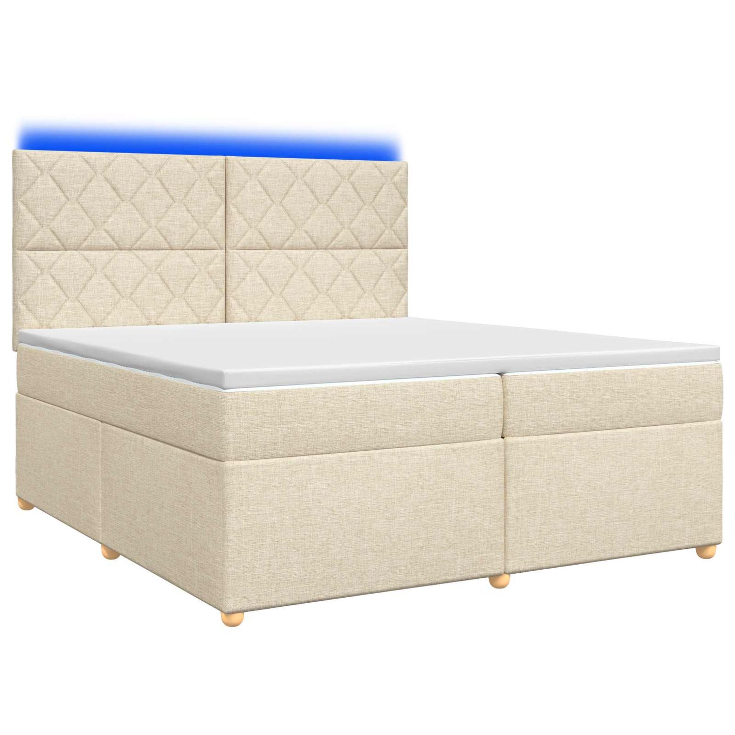 vidaXL Κρεβάτι box spring με στρώμα Κρεμ 200 x 200 cm Ύφασμα