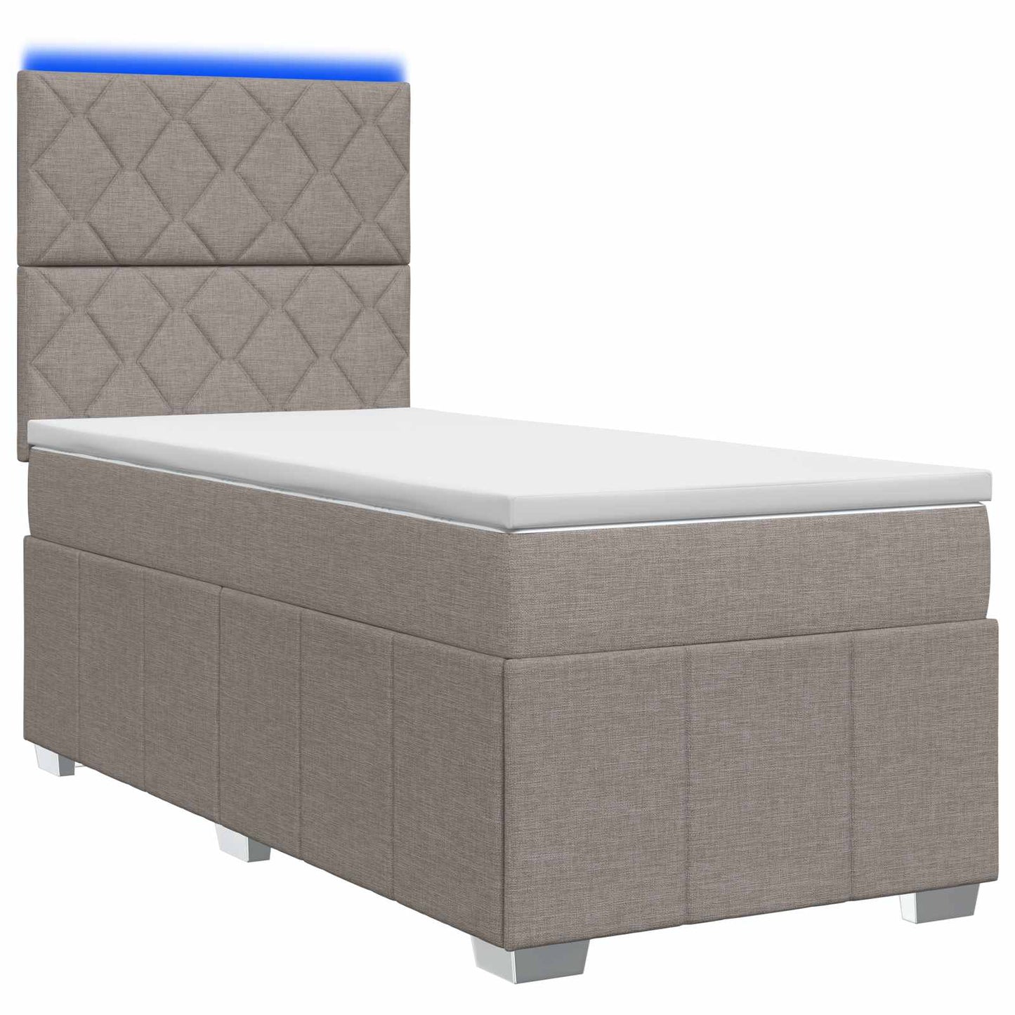vidaXL Κρεβάτι με κουτί ελατηρίου LED και στρώμα Taupe 90 x 200 cm