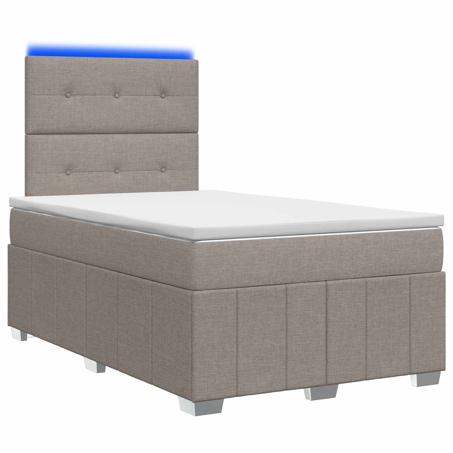vidaXL Κρεβάτι με κουτί ελατηρίου LED και στρώμα Taupe 120 x 190 cm