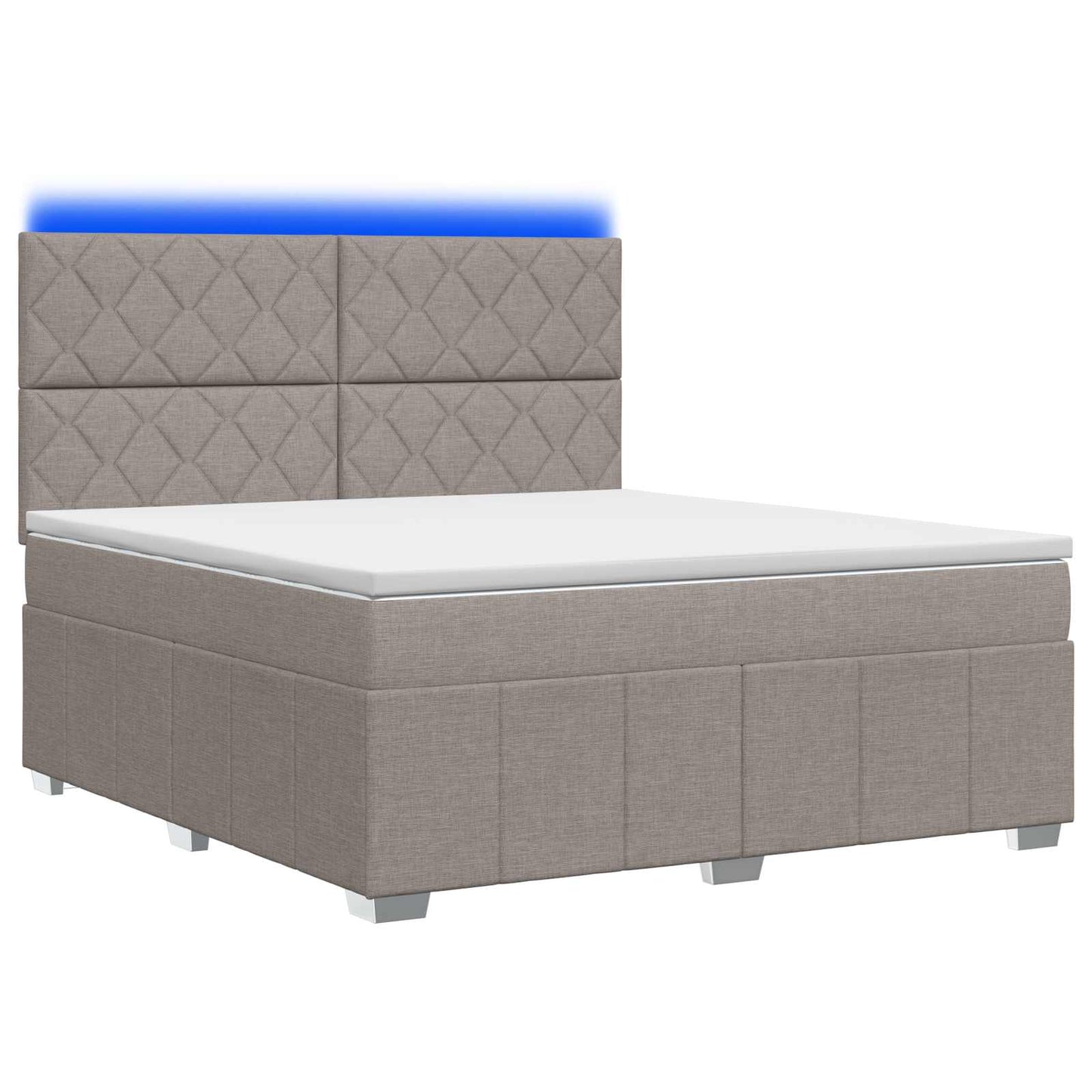 vidaXL Κρεβάτι με κουτί ελατηρίου LED και στρώμα Taupe 140 x 190 cm