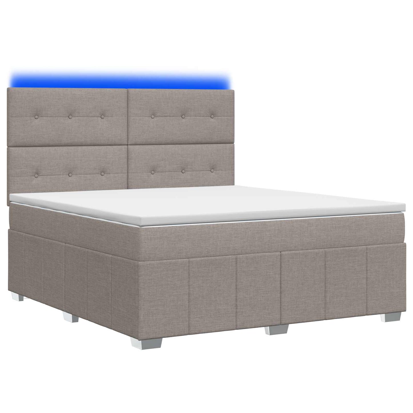 vidaXL Κρεβάτι με κουτί ελατηρίου LED και στρώμα Taupe 160 x 200 cm