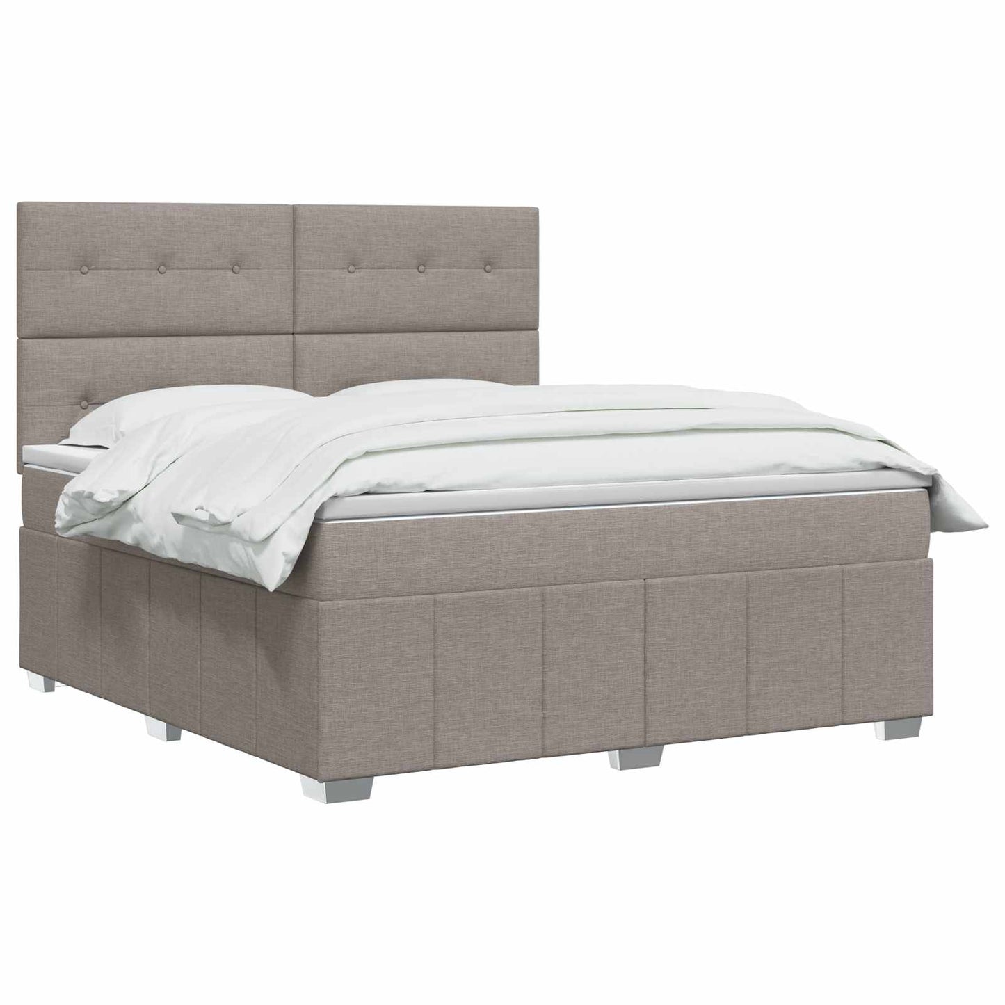 vidaXL Κρεβάτι με κουτί ελατηρίου LED και στρώμα Taupe 160 x 200 cm