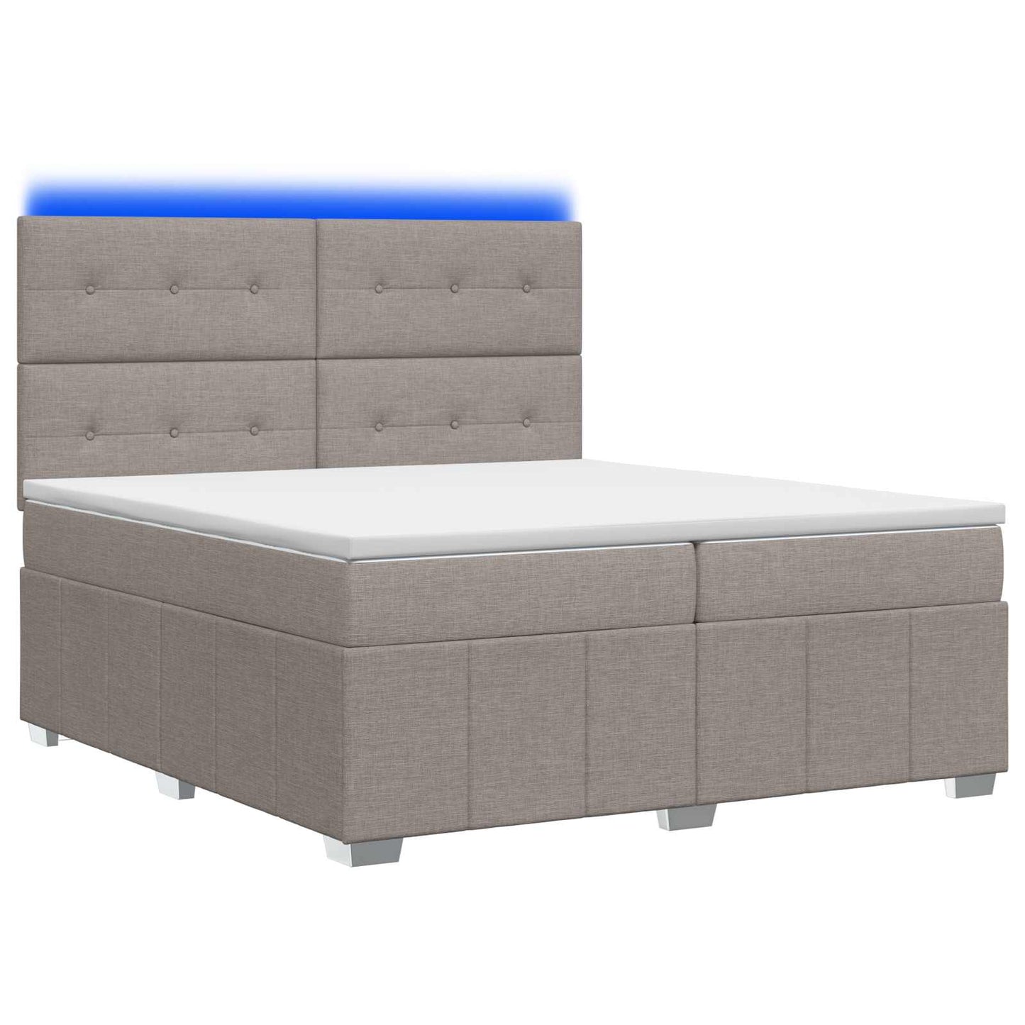vidaXL Κρεβάτι με κουτί ελατηρίου LED και στρώμα Taupe 200 x 200 cm