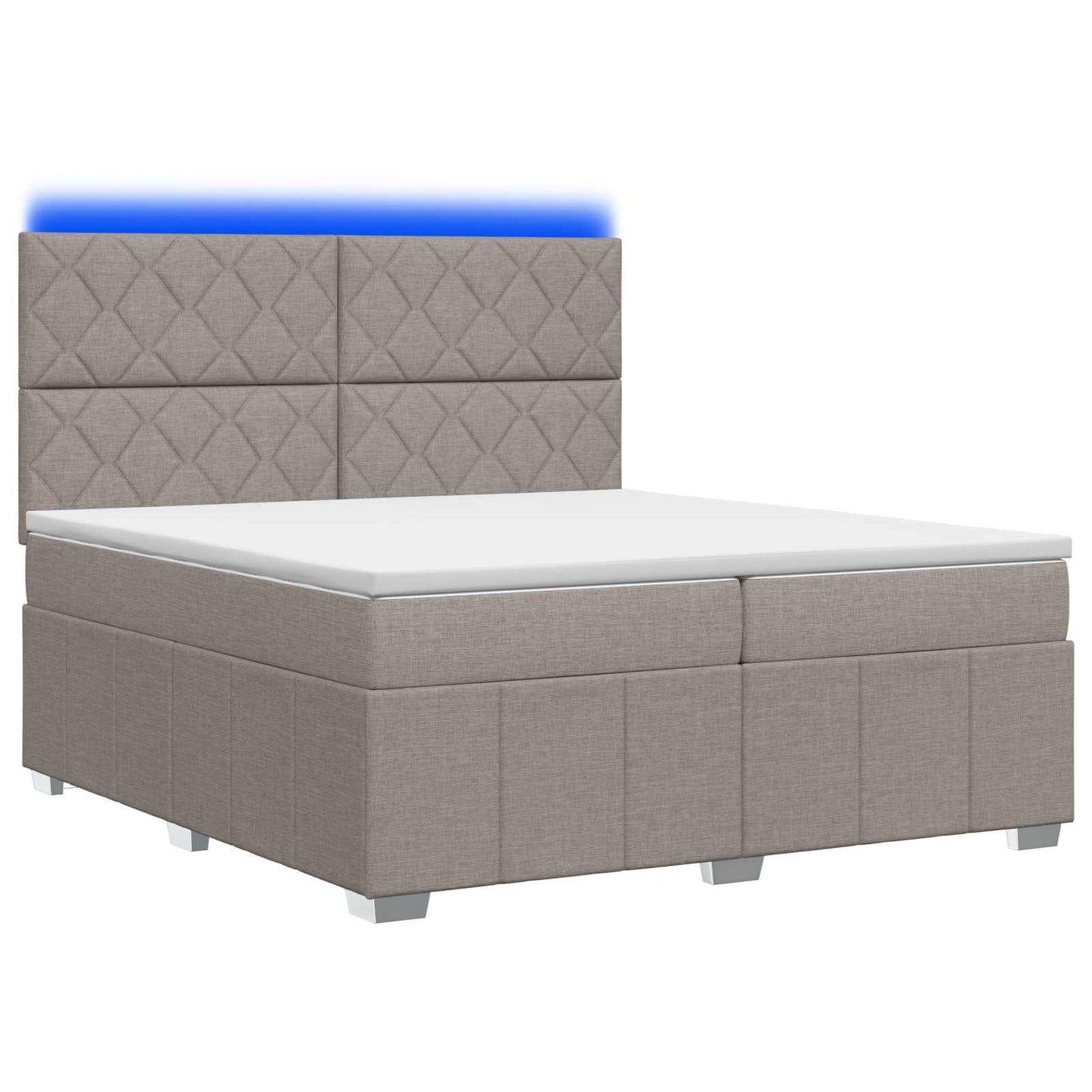 vidaXL Κρεβάτι με κουτί ελατηρίου LED και στρώμα Taupe 200 x 200 cm