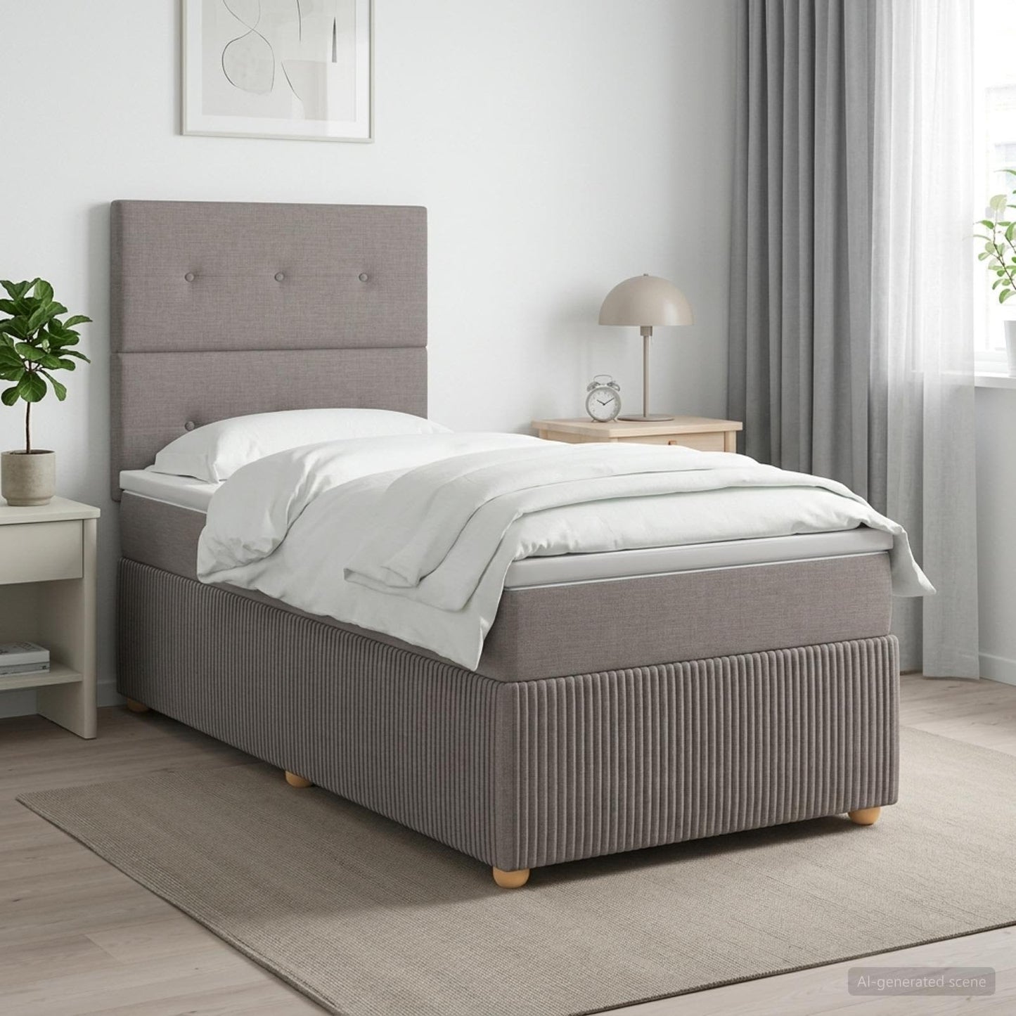 vidaXL Κρεβάτι με κουτί ελατηρίου LED και στρώμα Taupe 100 x 200 cm