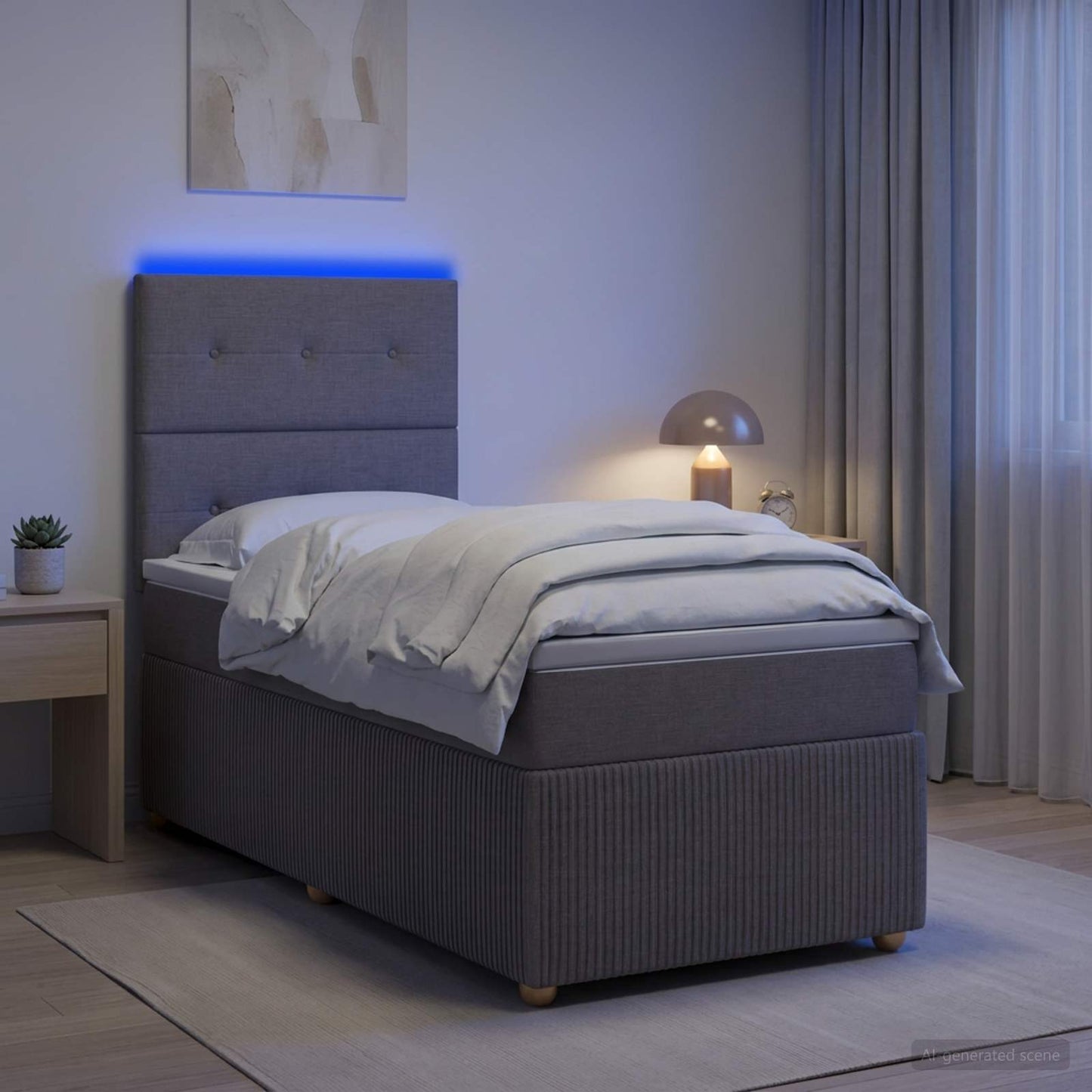 vidaXL Κρεβάτι με κουτί ελατηρίου LED και στρώμα Taupe 100 x 200 cm