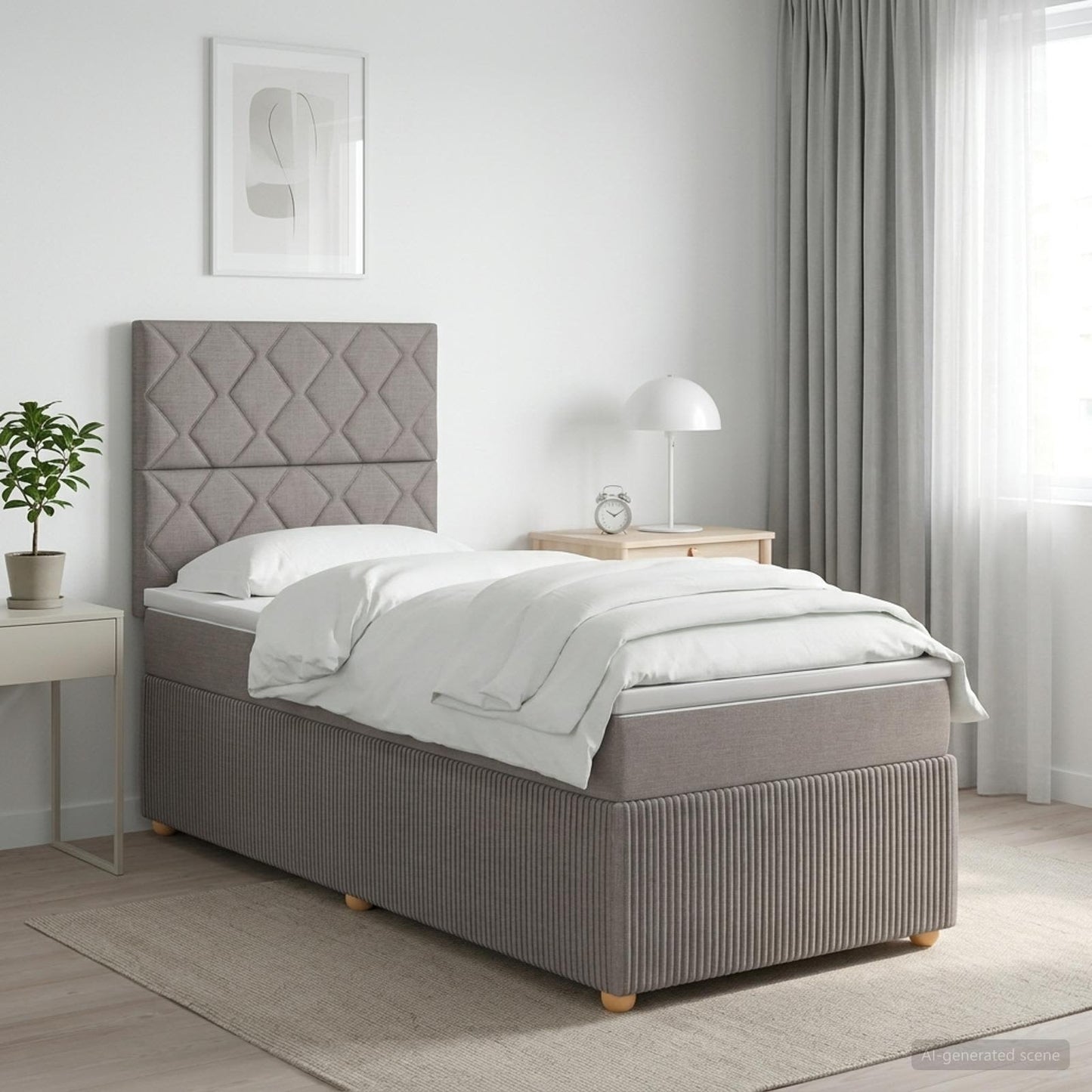vidaXL Κρεβάτι με κουτί ελατηρίου LED και στρώμα Taupe 90 x 190 cm