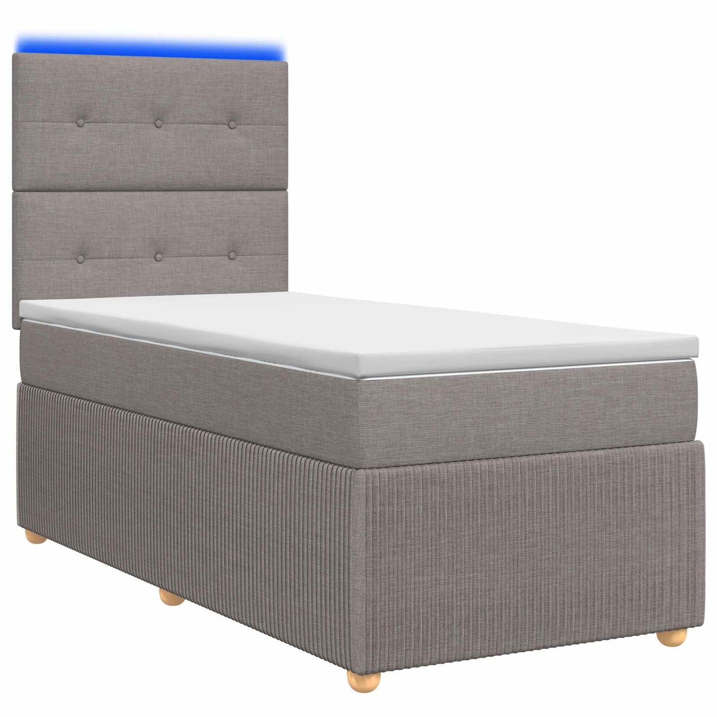 vidaXL Κρεβάτι με κουτί ελατηρίου LED και στρώμα Taupe 90 x 190 cm