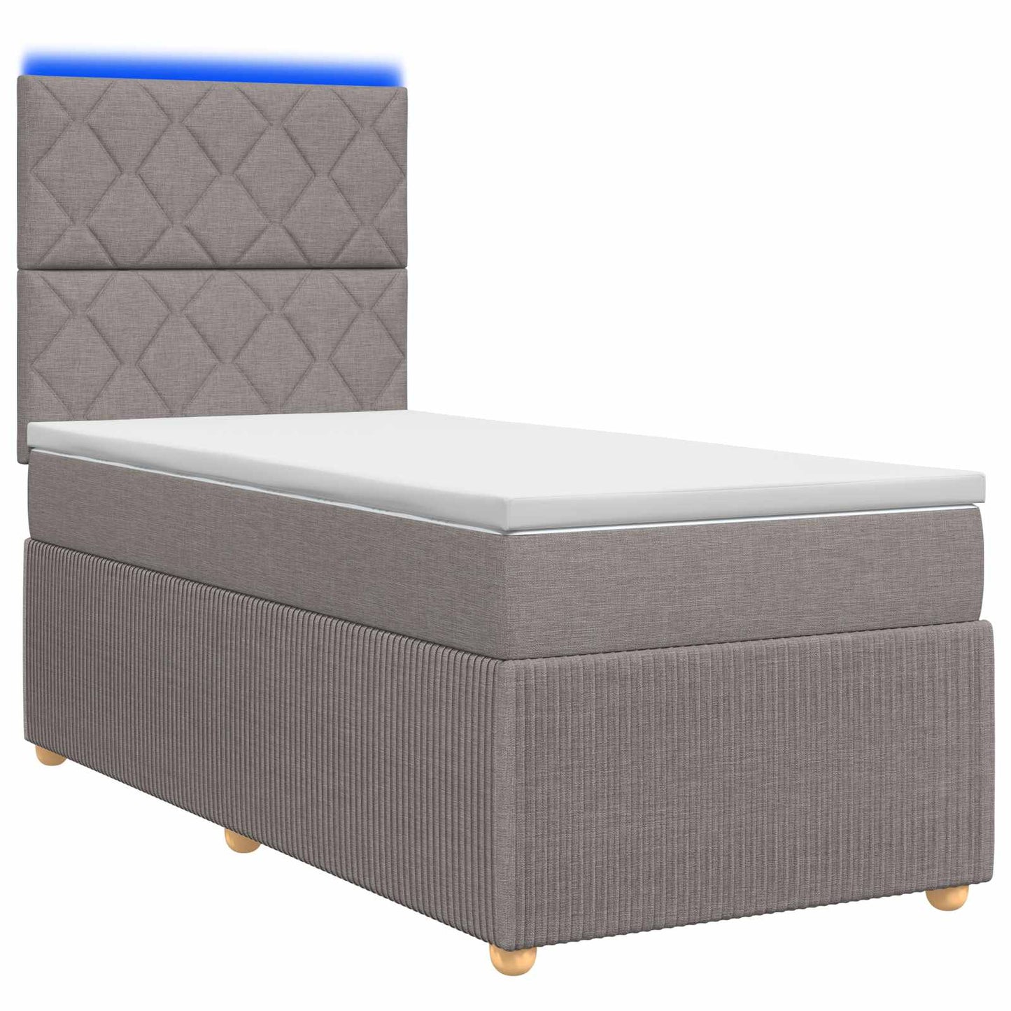 vidaXL Κρεβάτι με κουτί ελατηρίου LED και στρώμα Taupe 90 x 190 cm