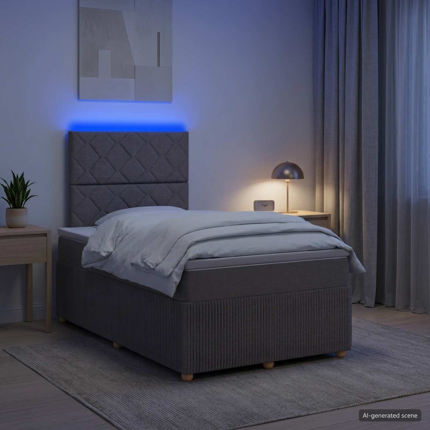 vidaXL Κρεβάτι με κουτί ελατηρίου LED και στρώμα Taupe 120 x 190 cm