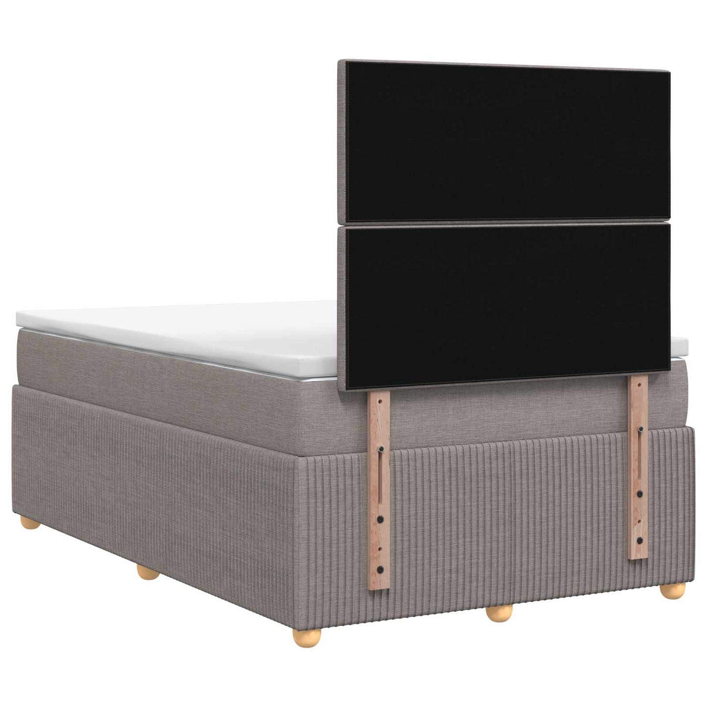 vidaXL Κρεβάτι με κουτί ελατηρίου LED και στρώμα Taupe 120 x 190 cm